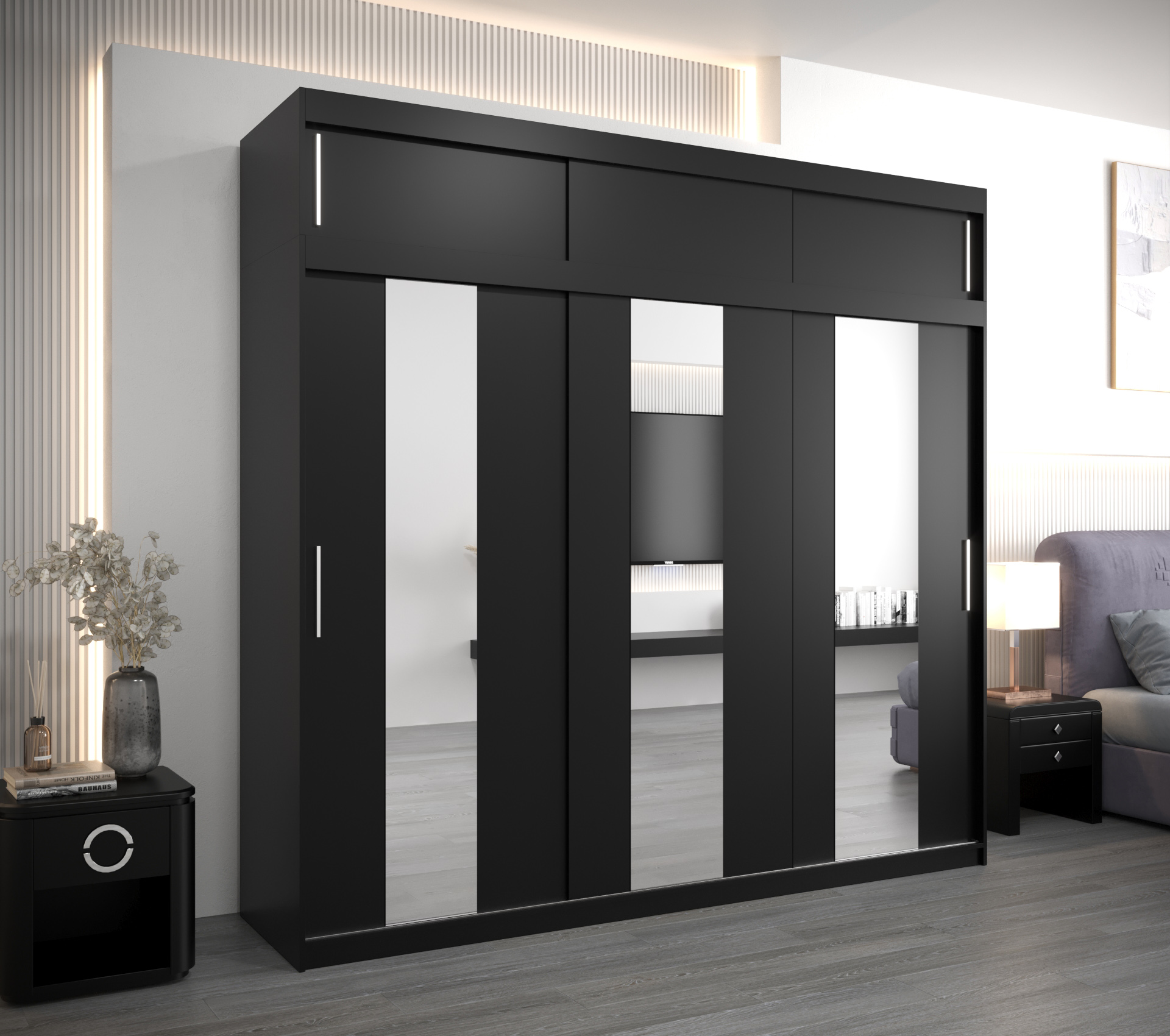 Šatní skříň Abi Po s nástavcem Barva: Černá