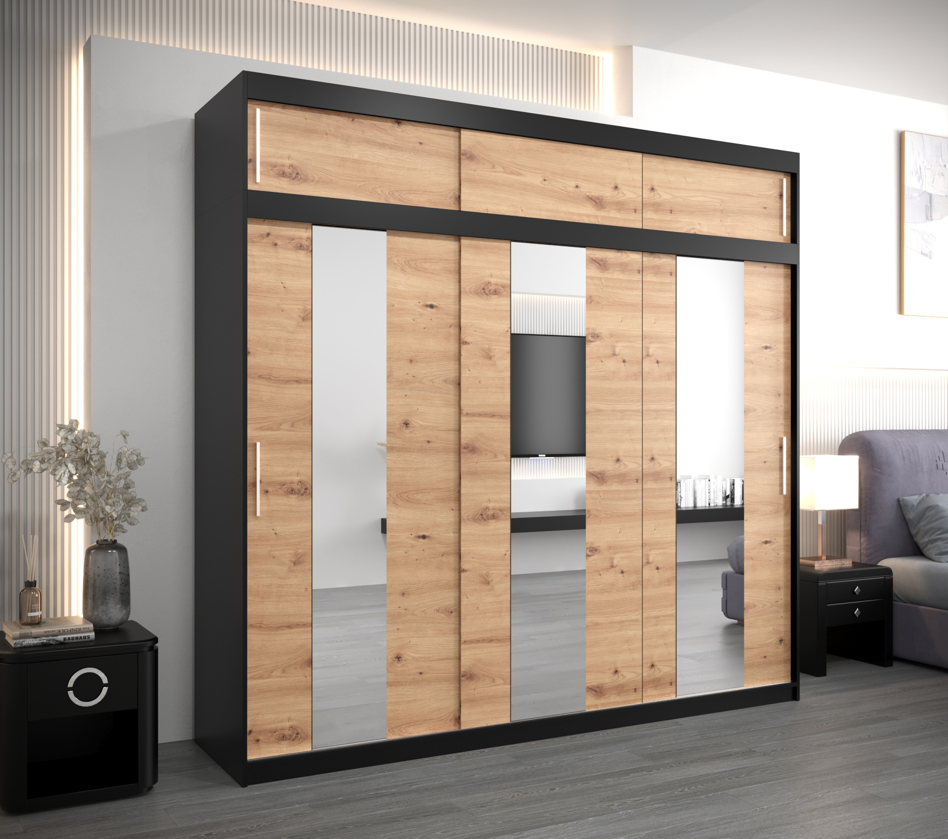 Šatní skříň Abi Po s nástavcem Barva: Černá