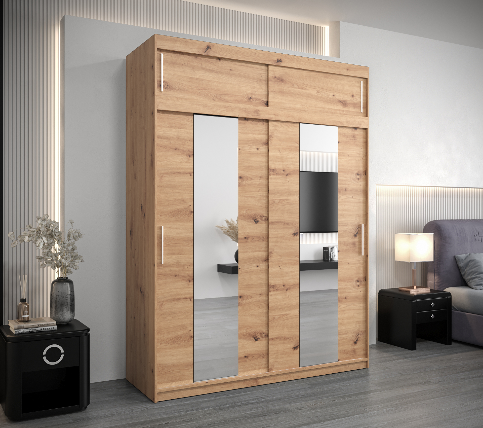 Šatní skříň Abi Po s nástavcem Barva: Dub - Artisan