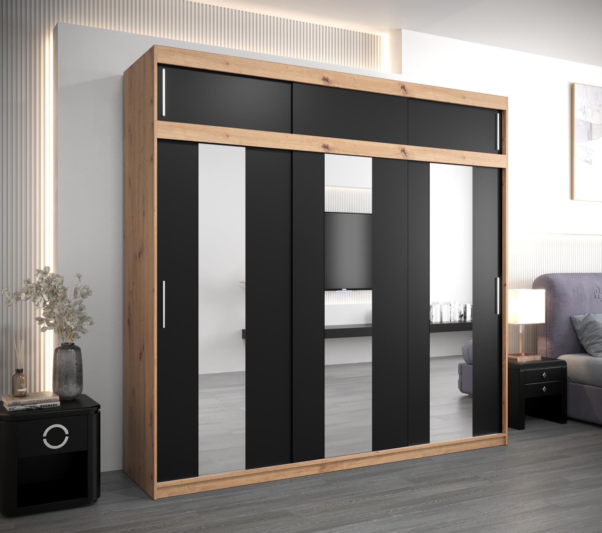 Šatní skříň Abi Po s nástavcem Barva: Dub - Artisan