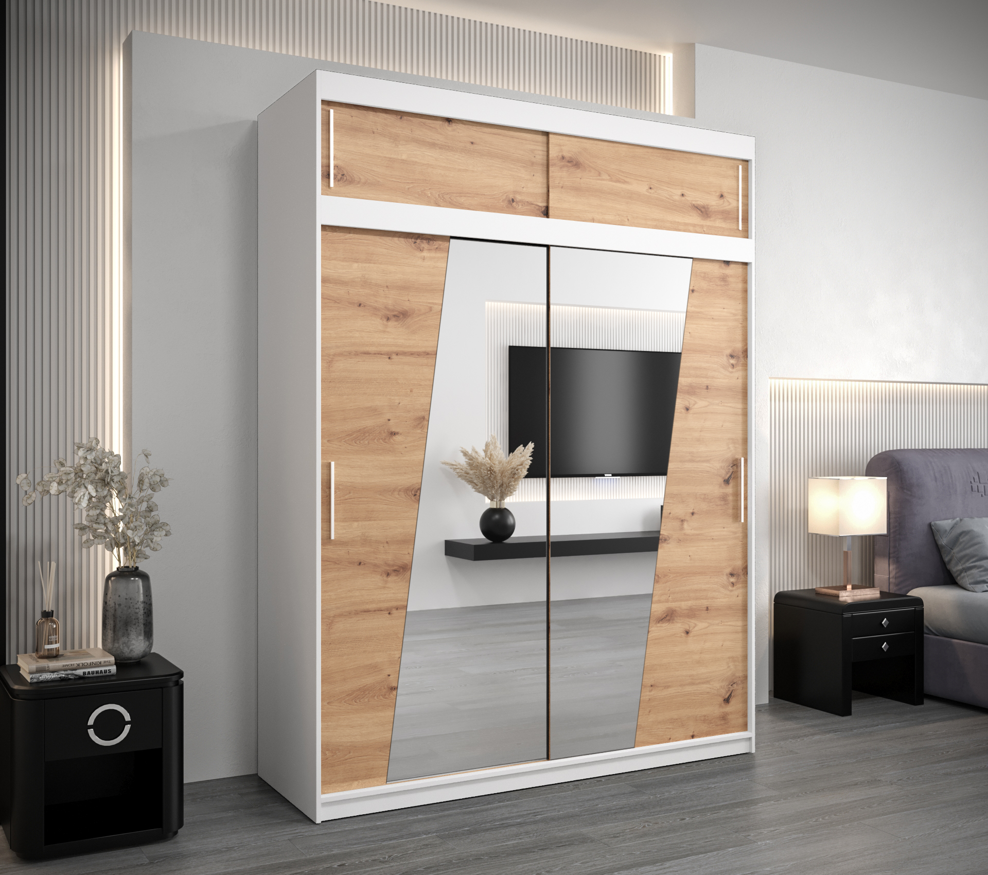 Šatní skříň Abi R0 s nástavcem Barva: Bílá