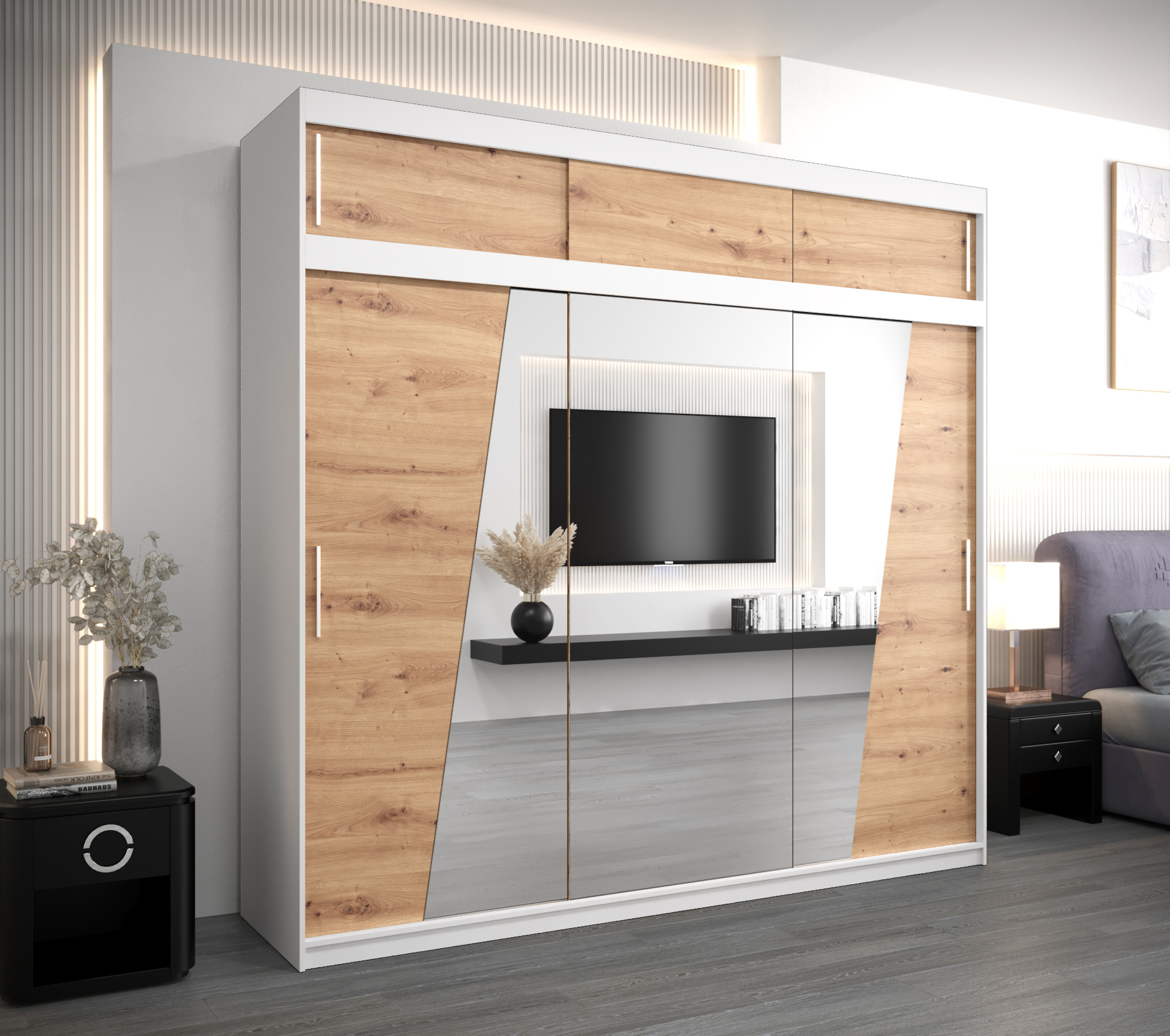 Šatní skříň Abi R0 s nástavcem Barva: Bílá