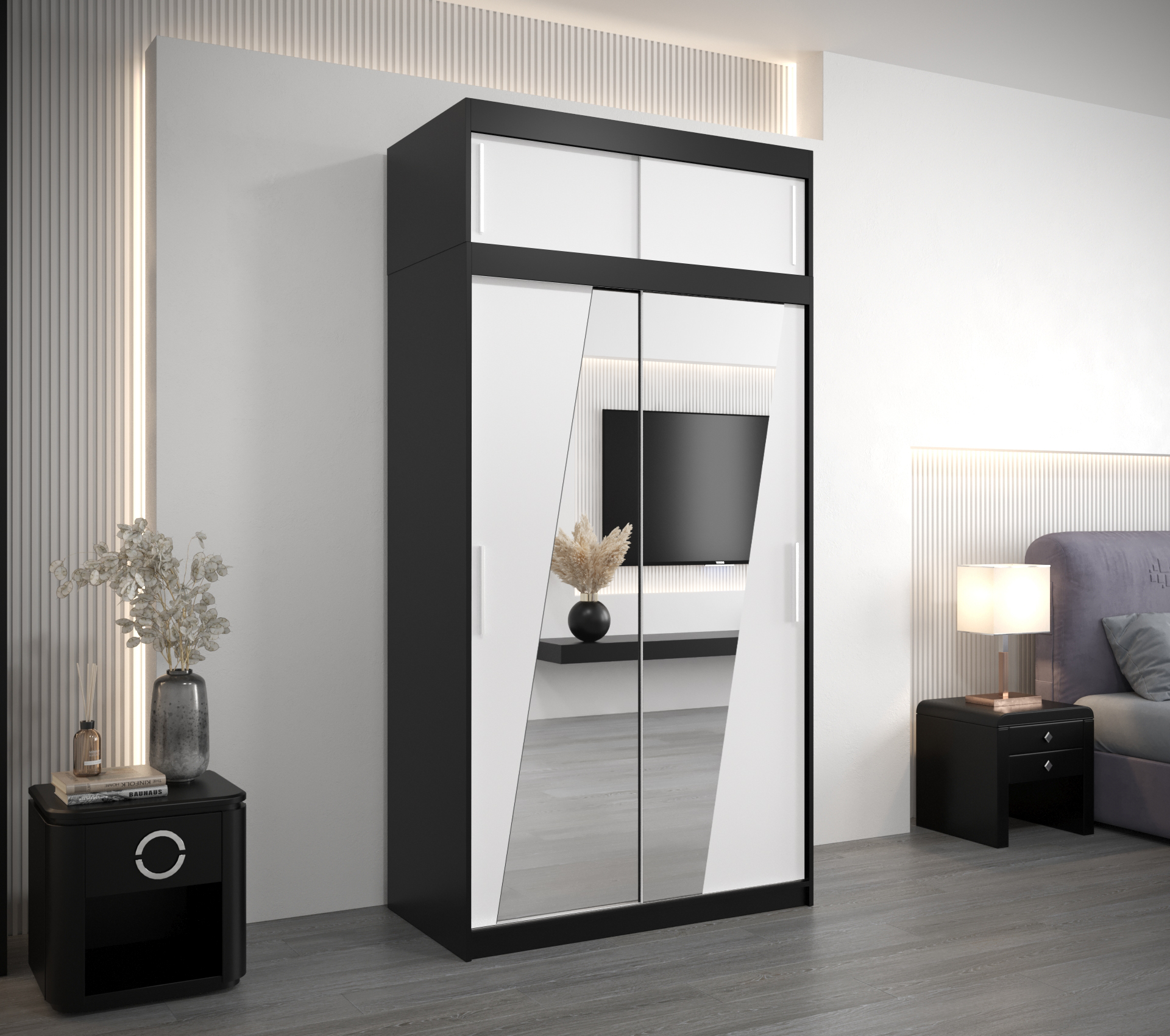 Šatní skříň Abi R0 s nástavcem Barva: Černá