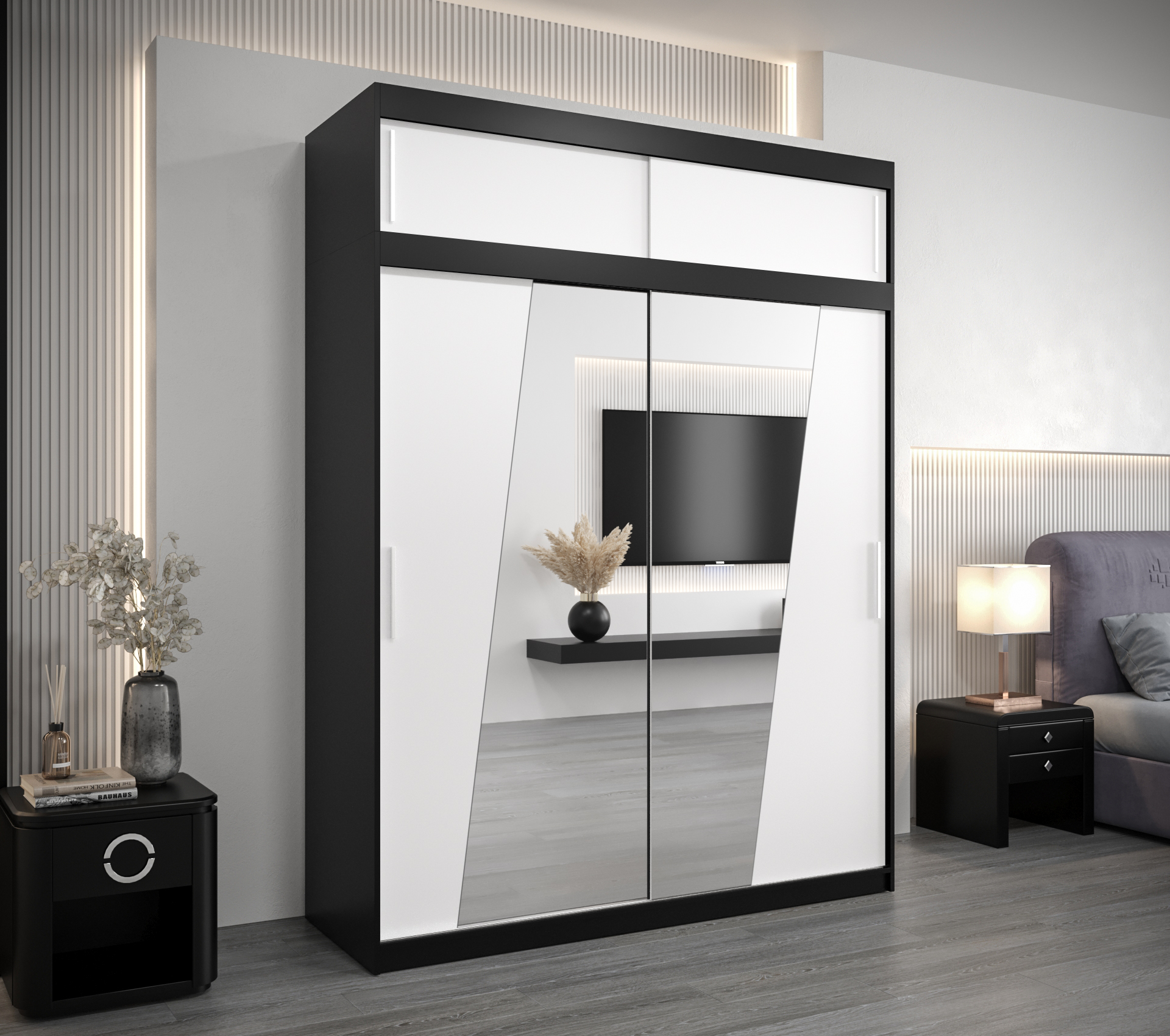 Šatní skříň Abi R0 s nástavcem Barva: Černá