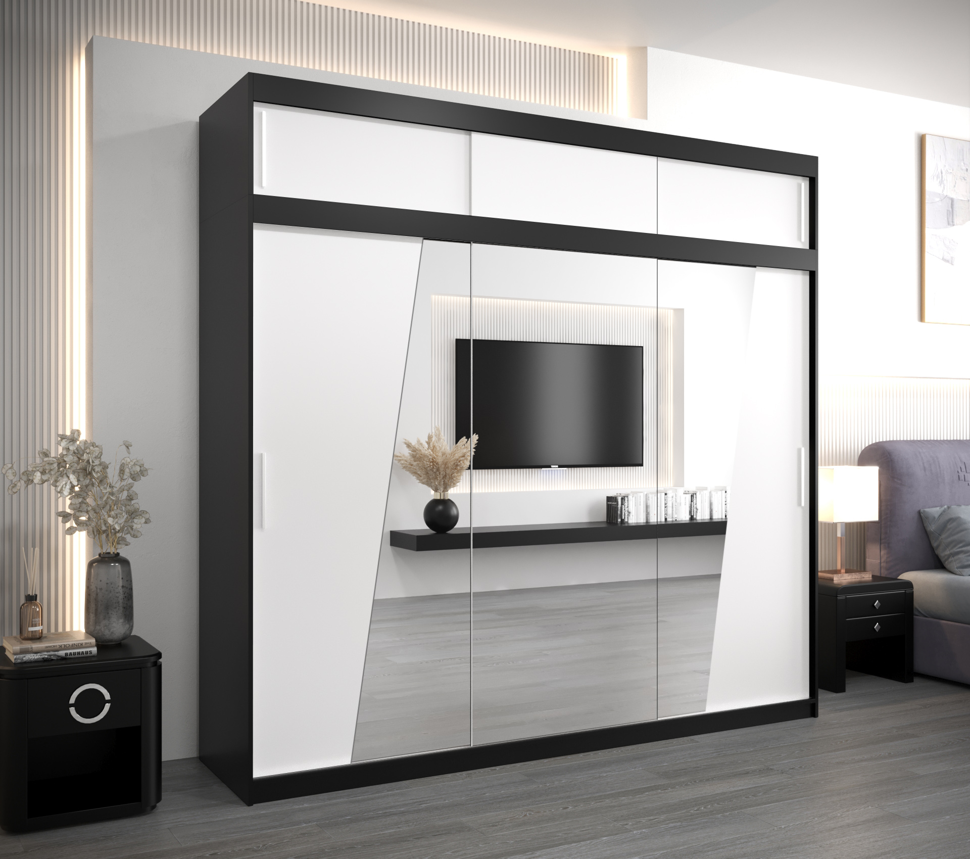 Šatní skříň Abi R0 s nástavcem Barva: Černá