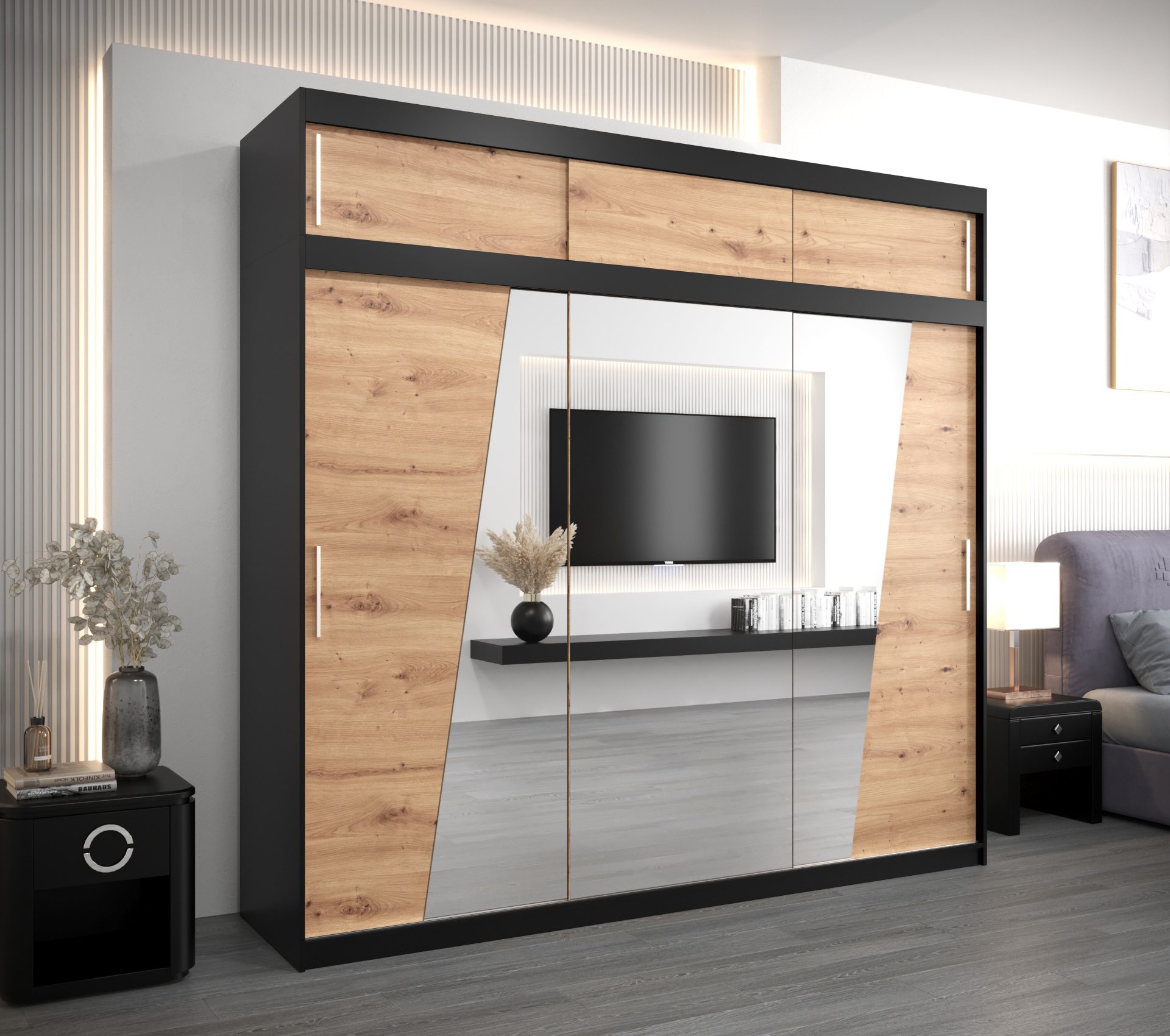 Šatní skříň Abi R0 s nástavcem Barva: Černá