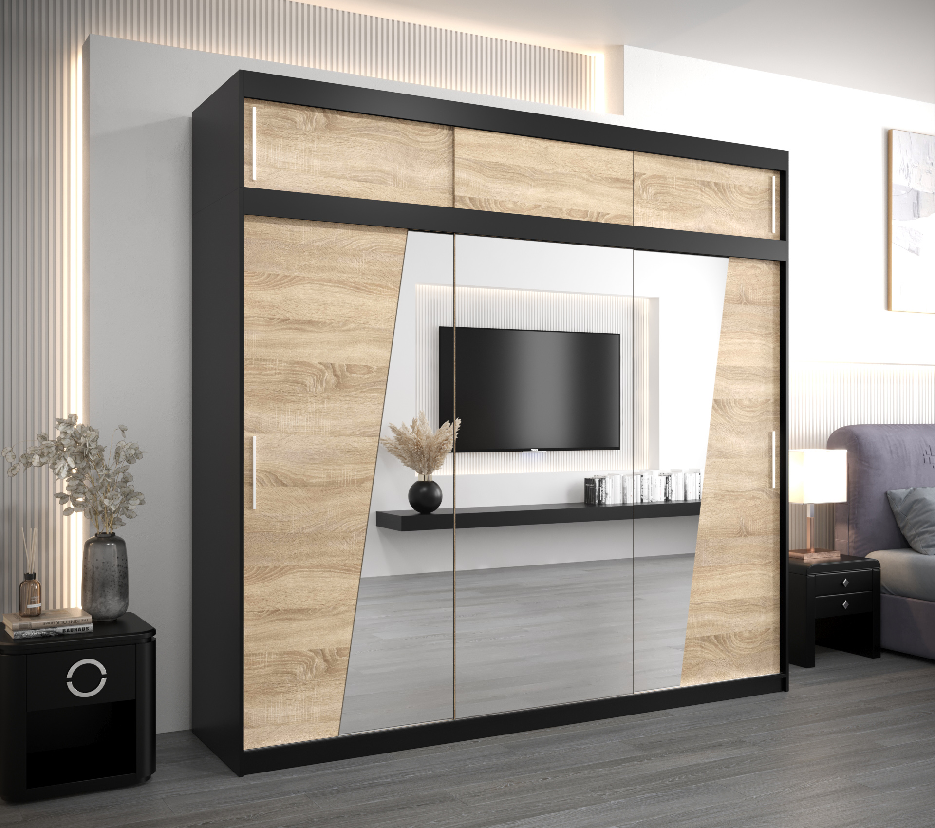 Šatní skříň Abi R0 s nástavcem Barva: Černá