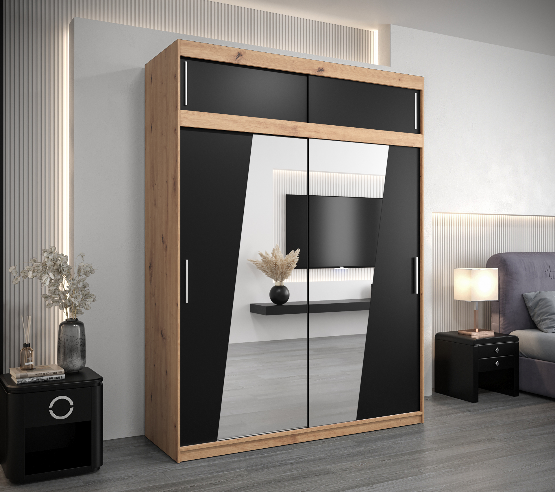 Šatní skříň Abi R0 s nástavcem Barva: Dub - Artisan