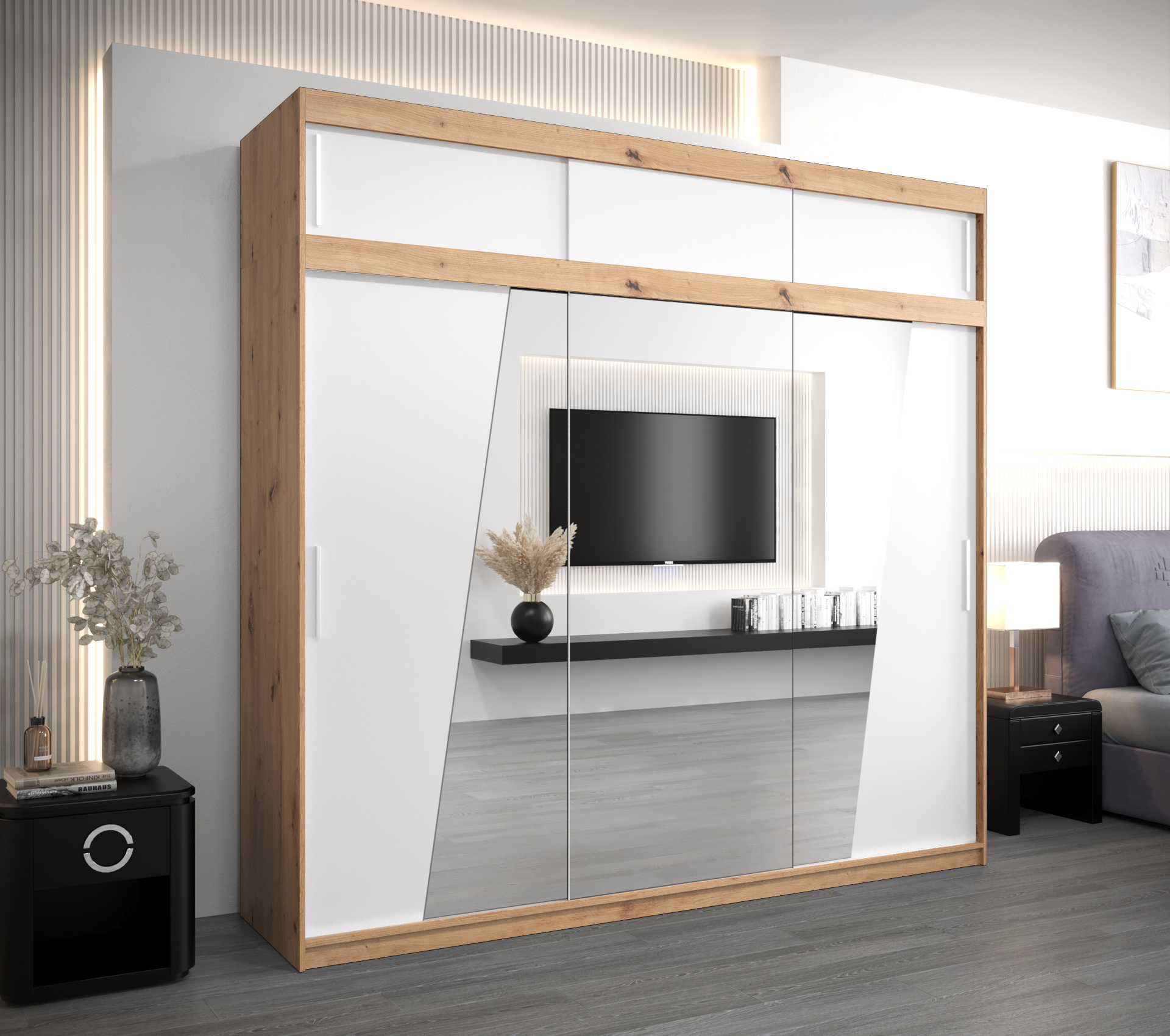 Šatní skříň Abi R0 s nástavcem Barva: Dub - Artisan