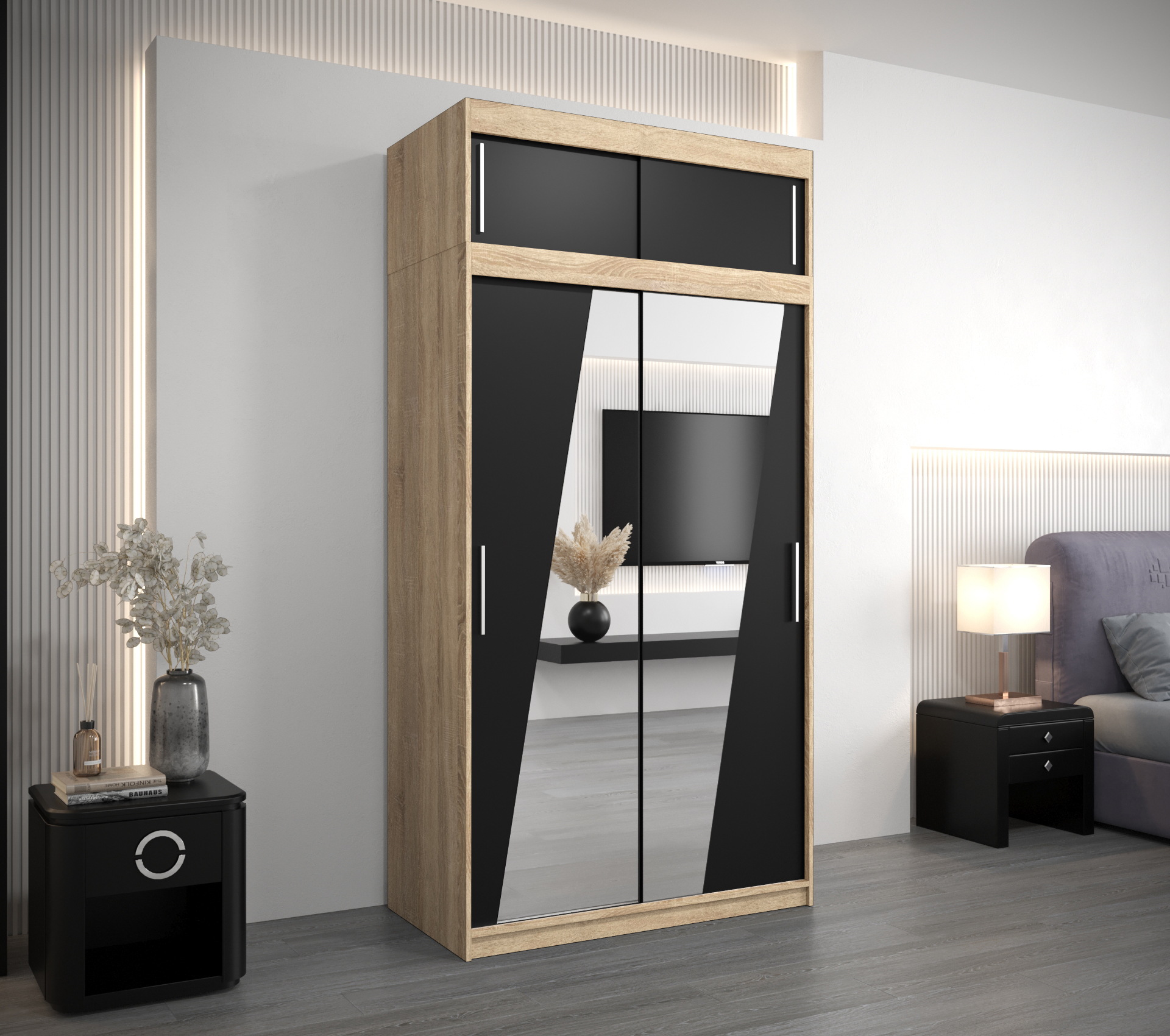 Šatní skříň Abi R0 s nástavcem Barva: Dub - sonoma