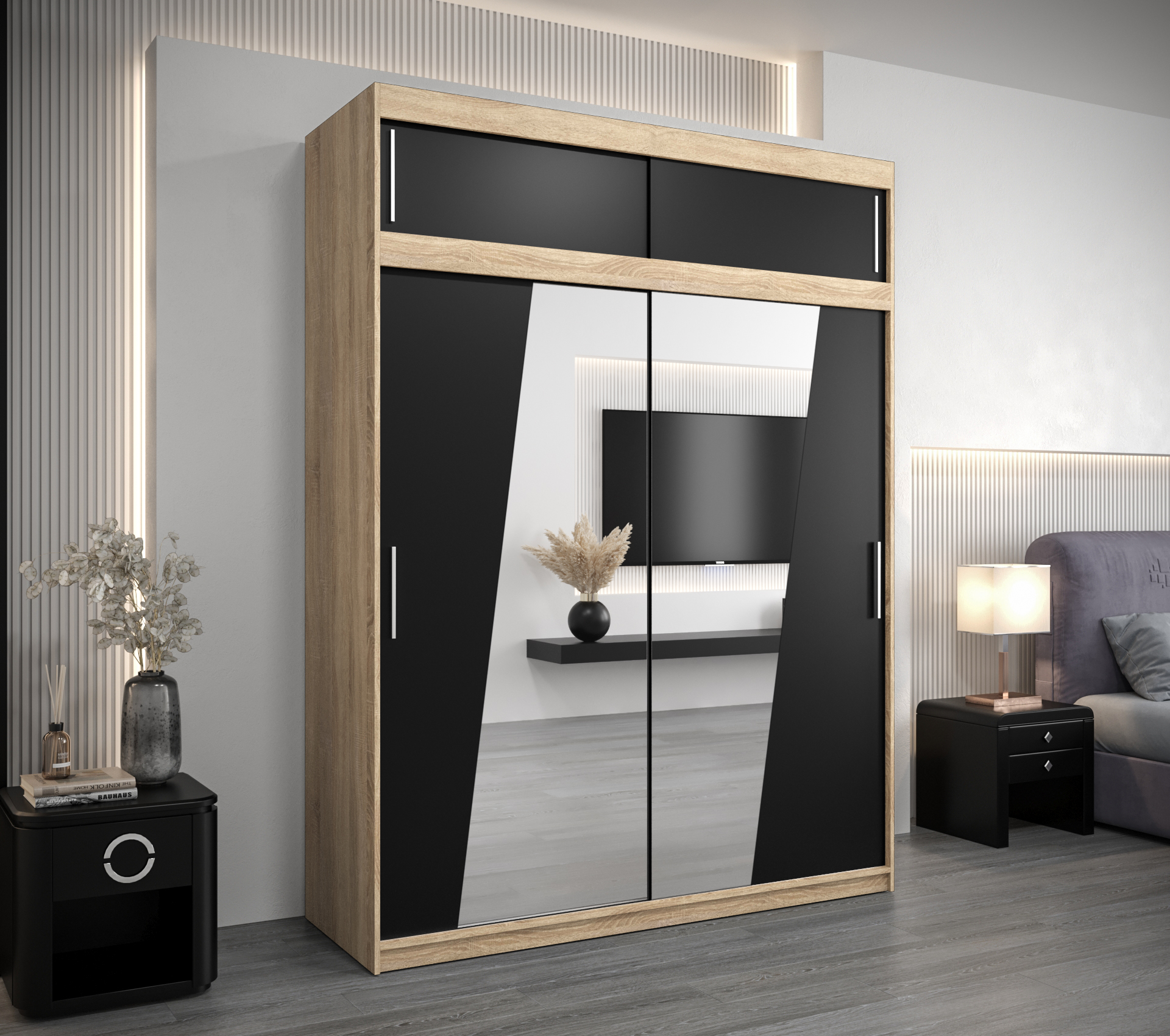 Šatní skříň Abi R0 s nástavcem Barva: Dub - sonoma