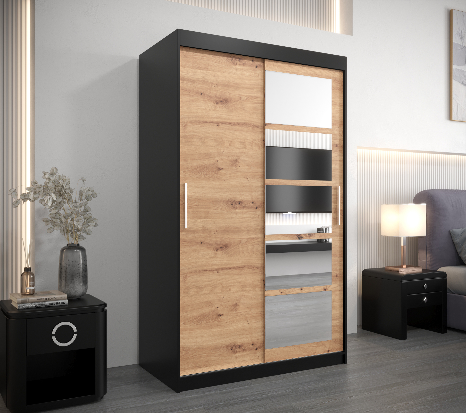 Šatní skříň Abi Ro1 Barva: Černá