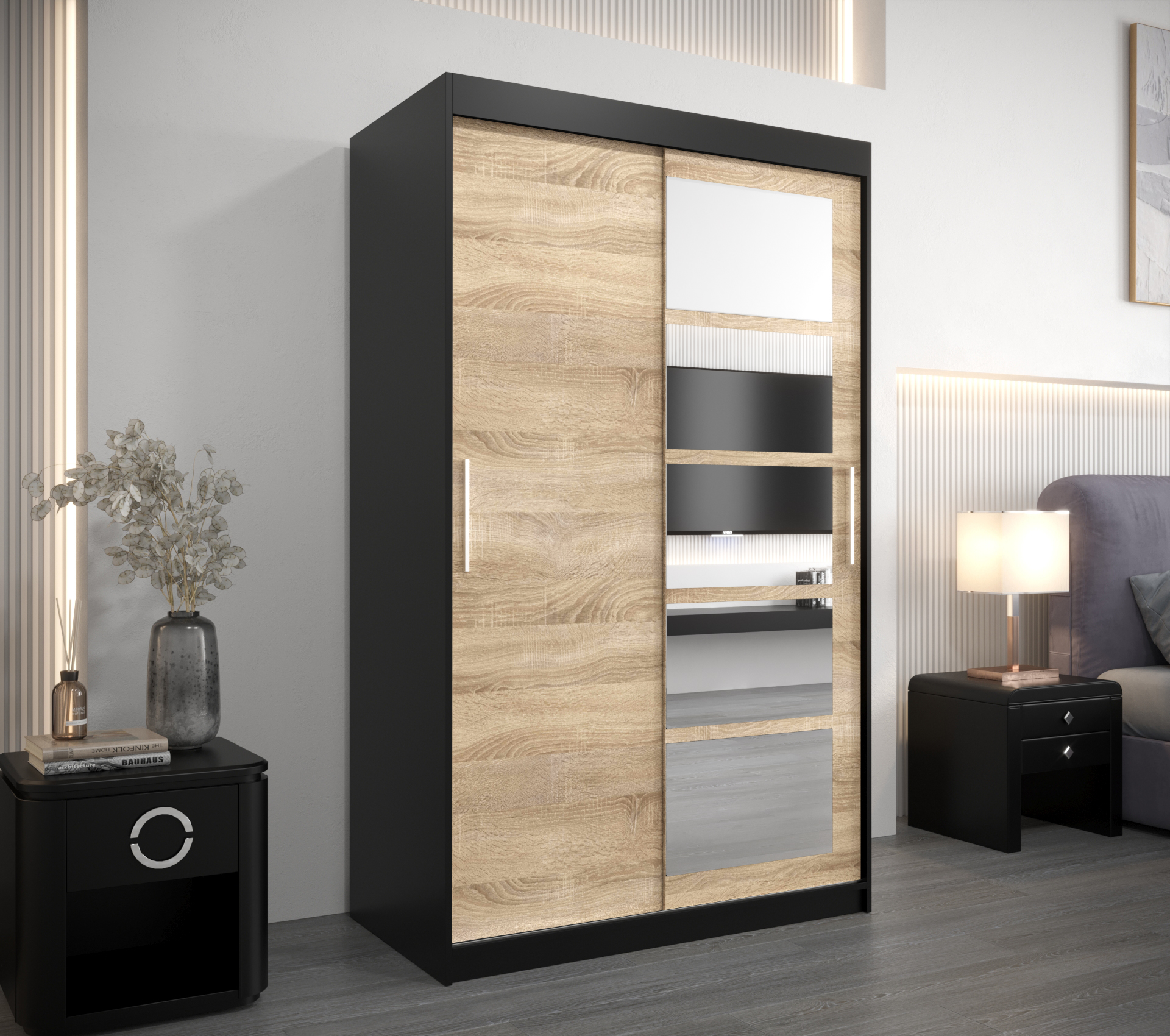 Šatní skříň Abi Ro1 Barva: Černá