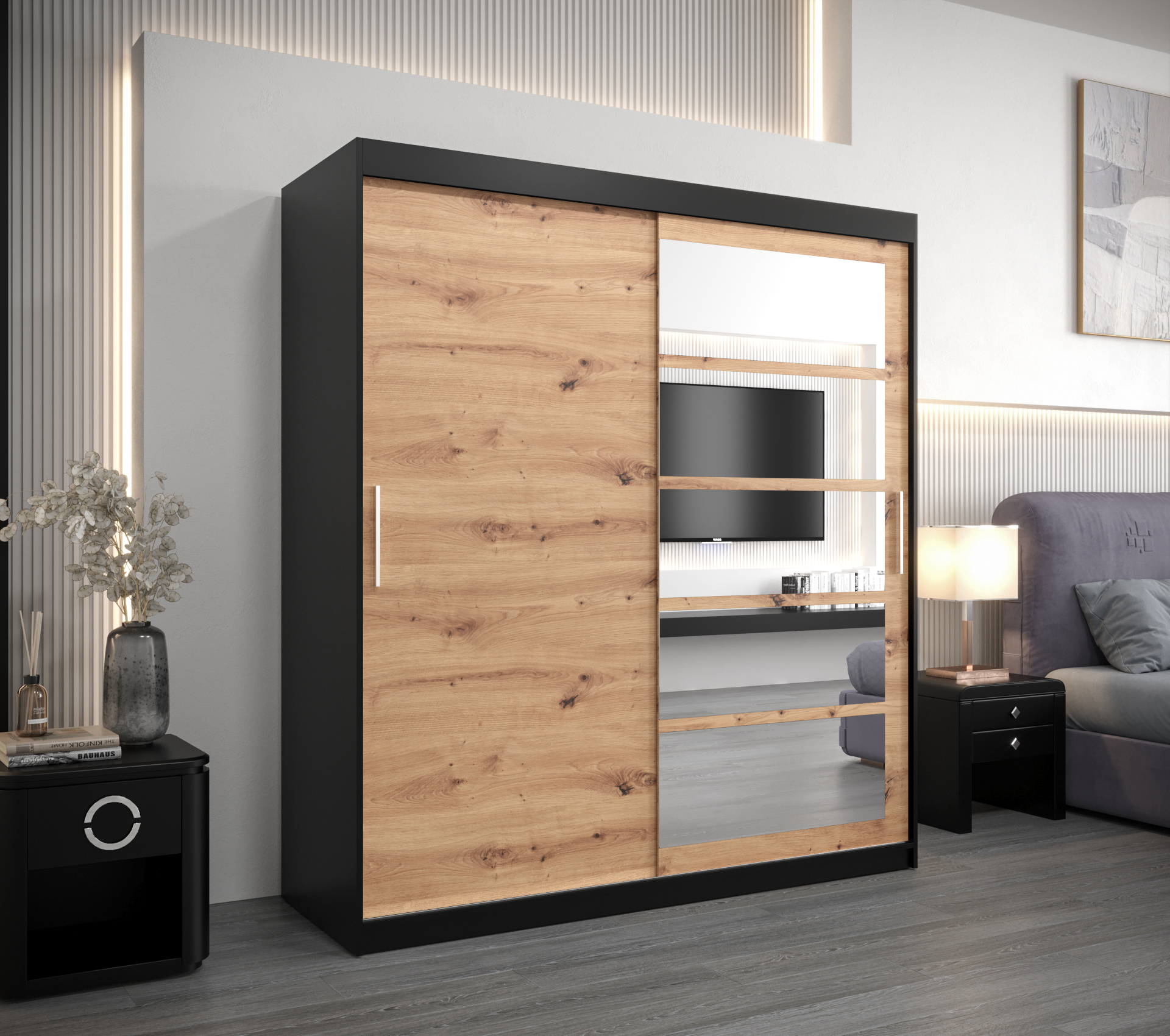 Šatní skříň Abi Ro1 Barva: Černá