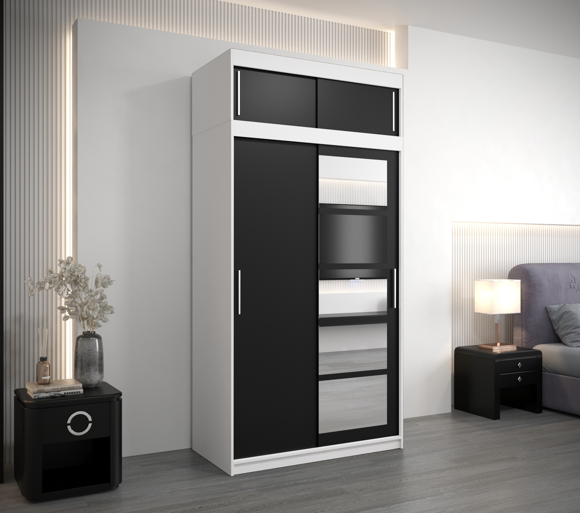 Šatní skříň Abi Ro1 s nástavcem Barva: Bílá