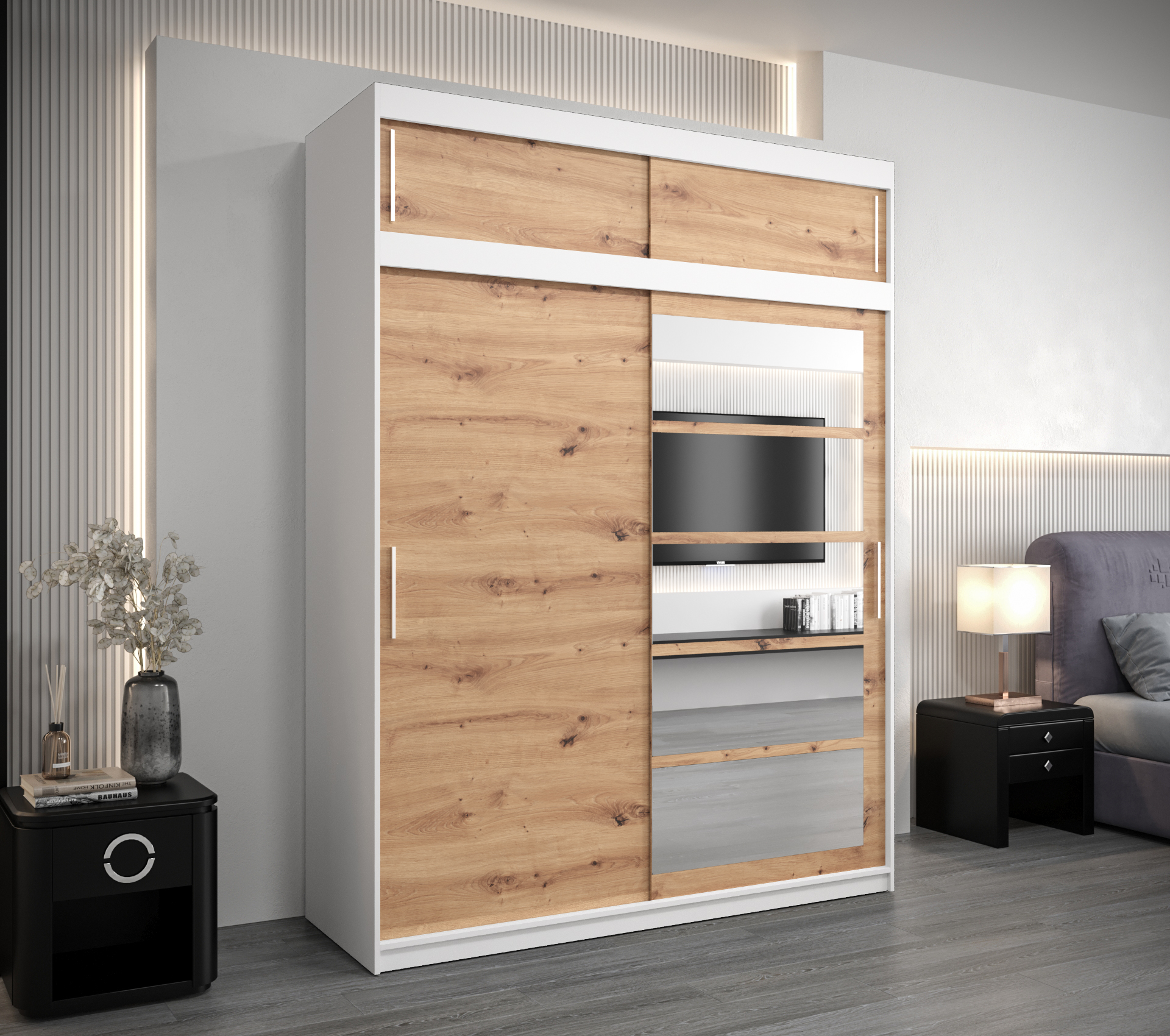 Šatní skříň Abi Ro1 s nástavcem Barva: Bílá