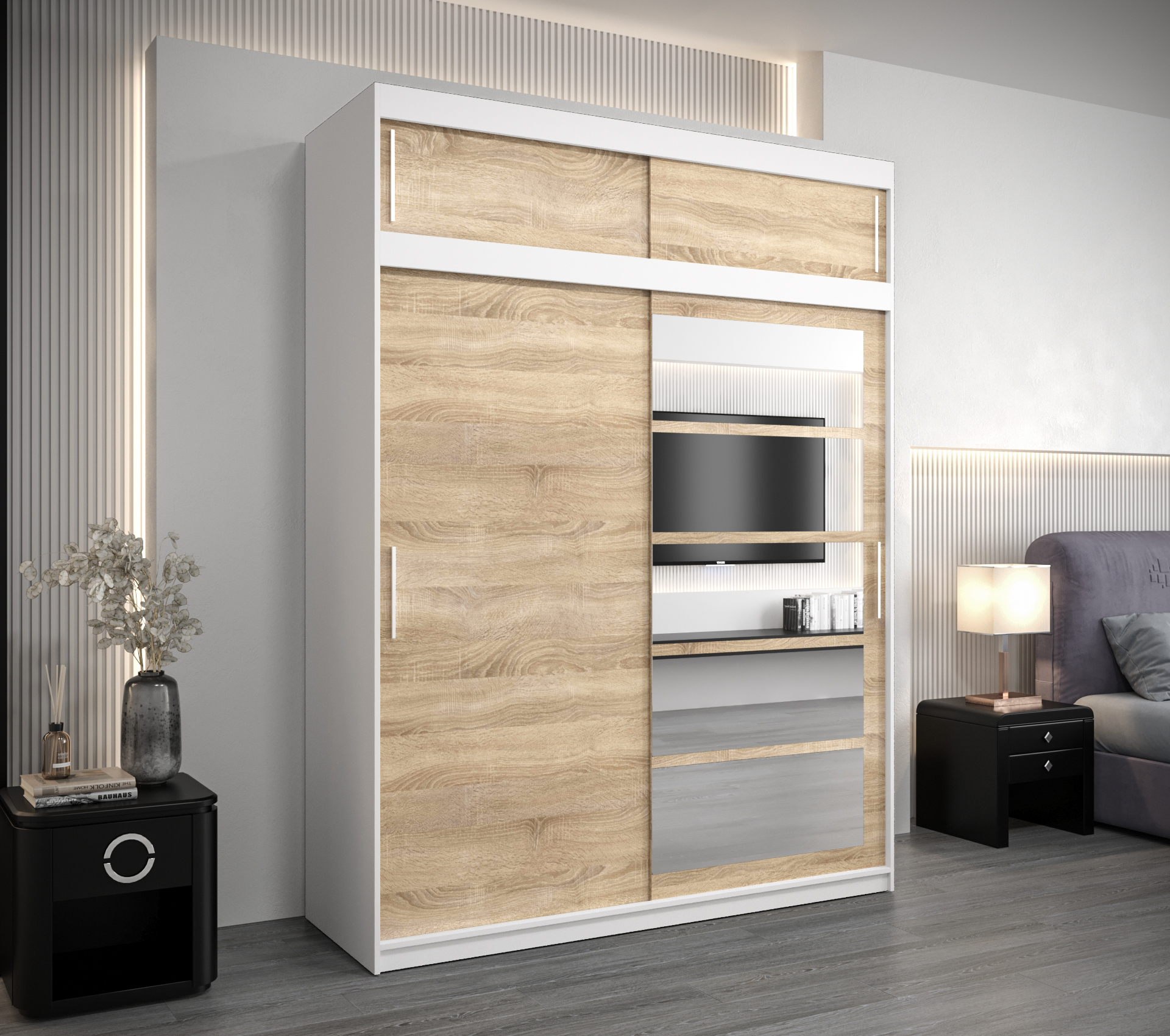 Šatní skříň Abi Ro1 s nástavcem Barva: Bílá