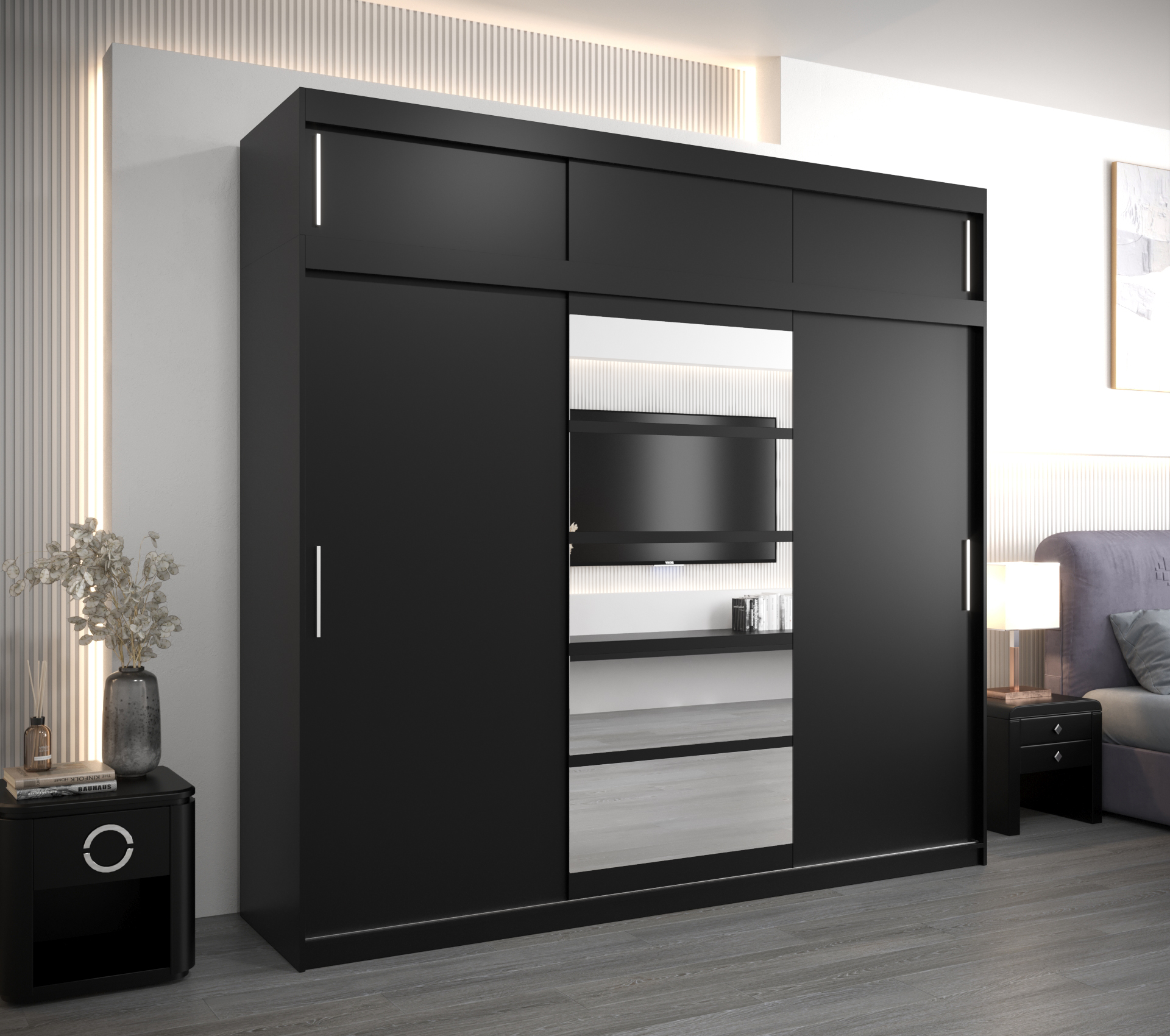 Šatní skříň Abi Ro1 s nástavcem Barva: Černá