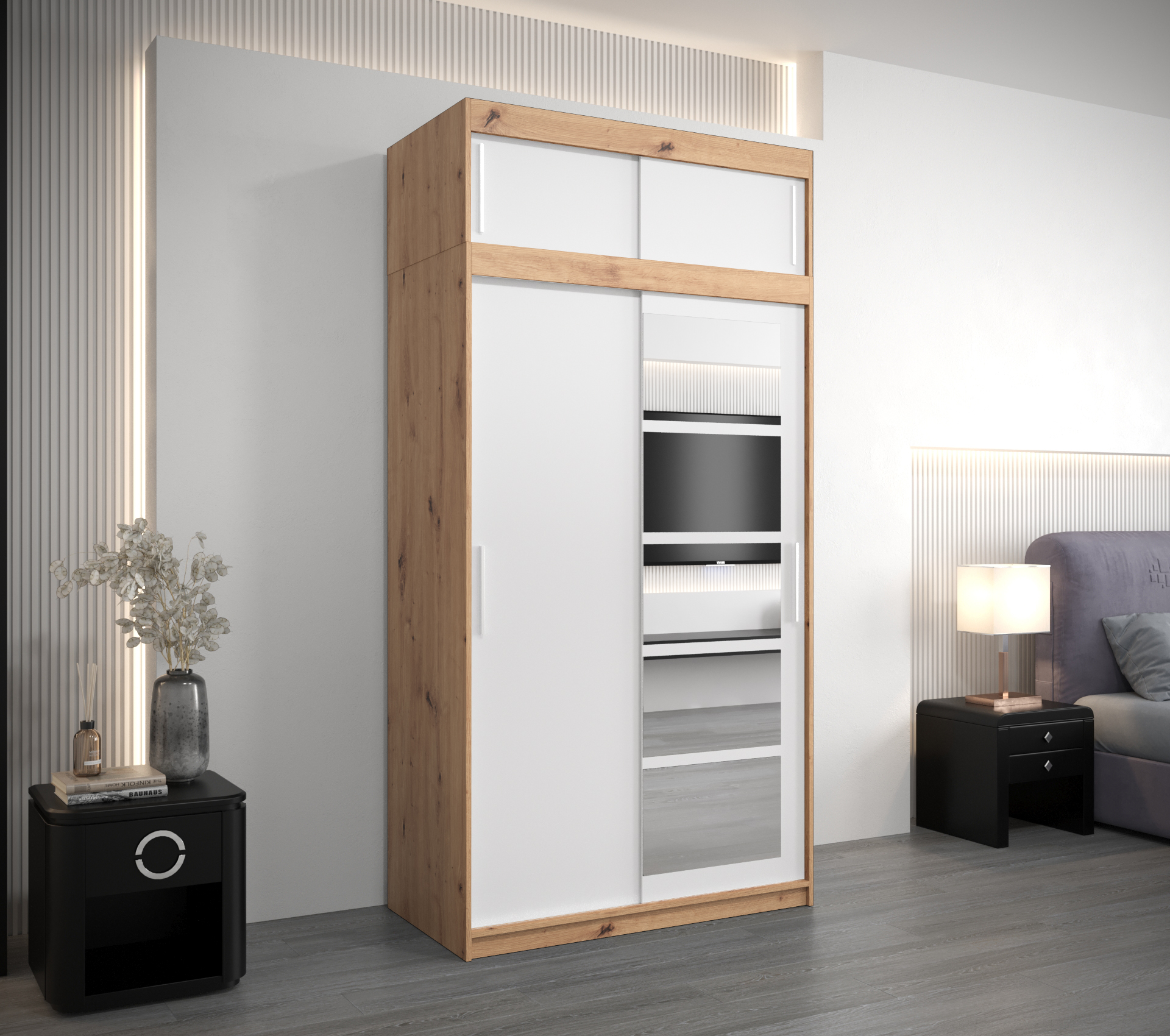 Šatní skříň Abi Ro1 s nástavcem Barva: Dub - Artisan