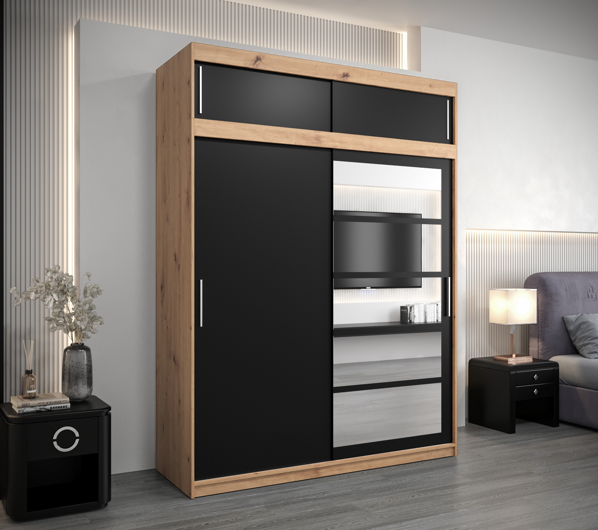 Šatní skříň Abi Ro1 s nástavcem Barva: Dub - Artisan