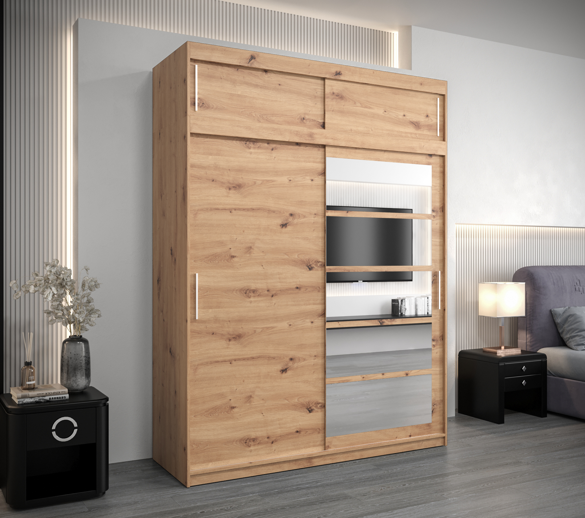 Šatní skříň Abi Ro1 s nástavcem Barva: Dub - Artisan