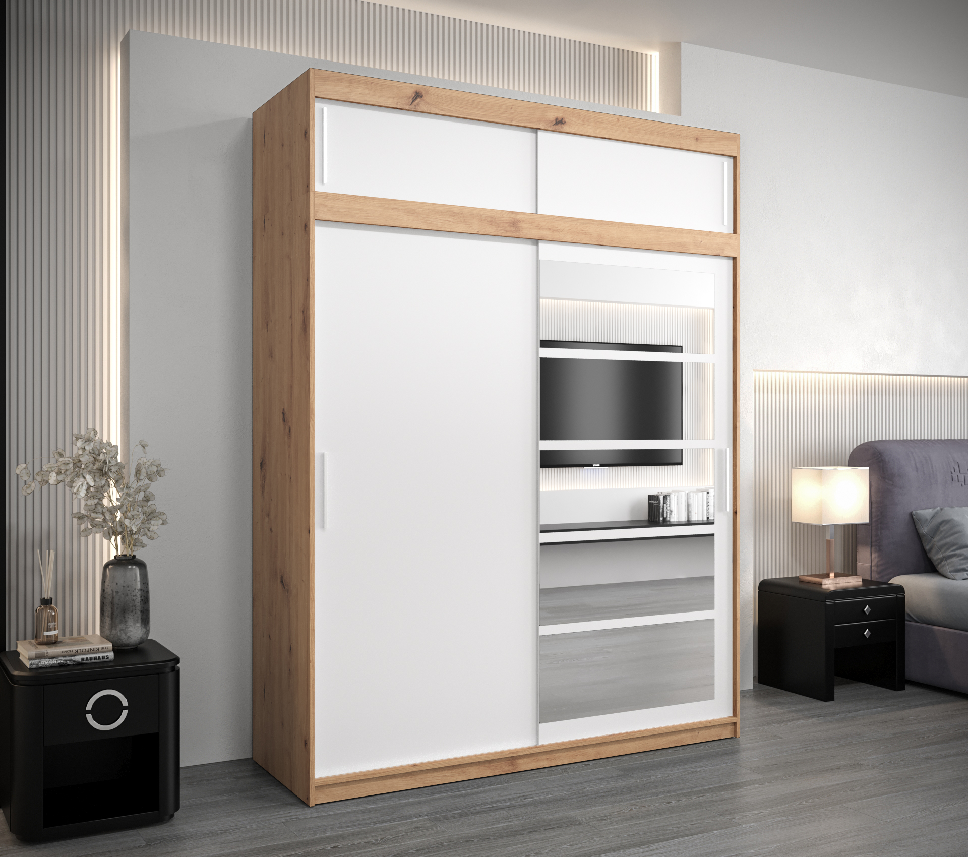 Šatní skříň Abi Ro1 s nástavcem Barva: Dub - Artisan