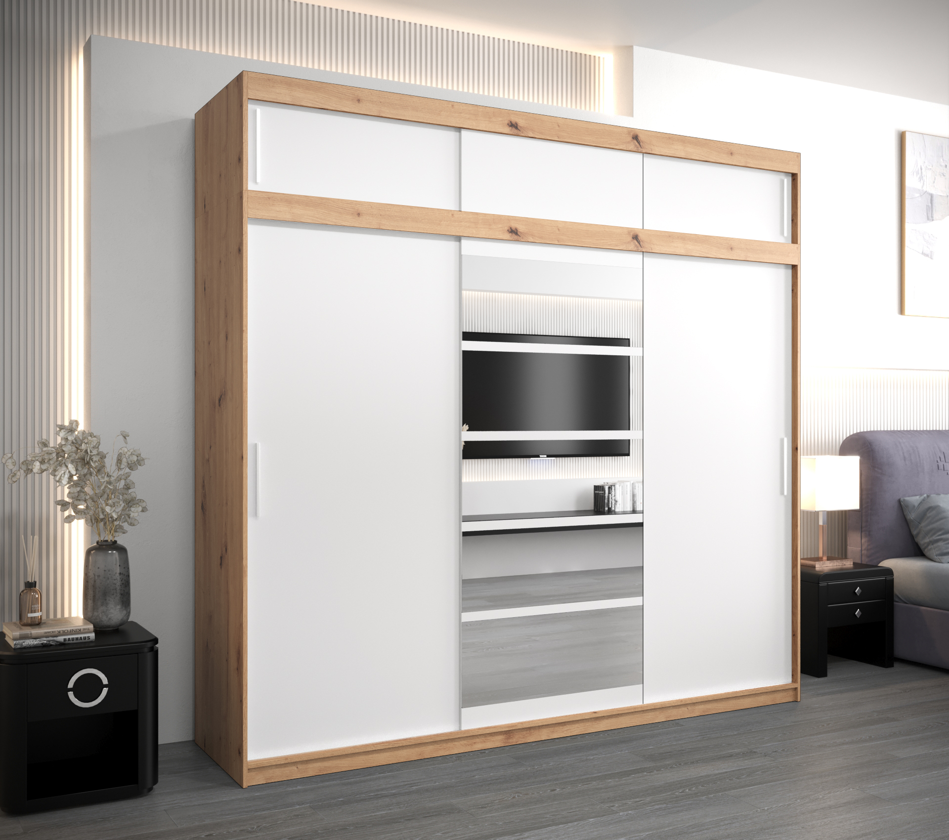 Šatní skříň Abi Ro1 s nástavcem Barva: Dub - Artisan