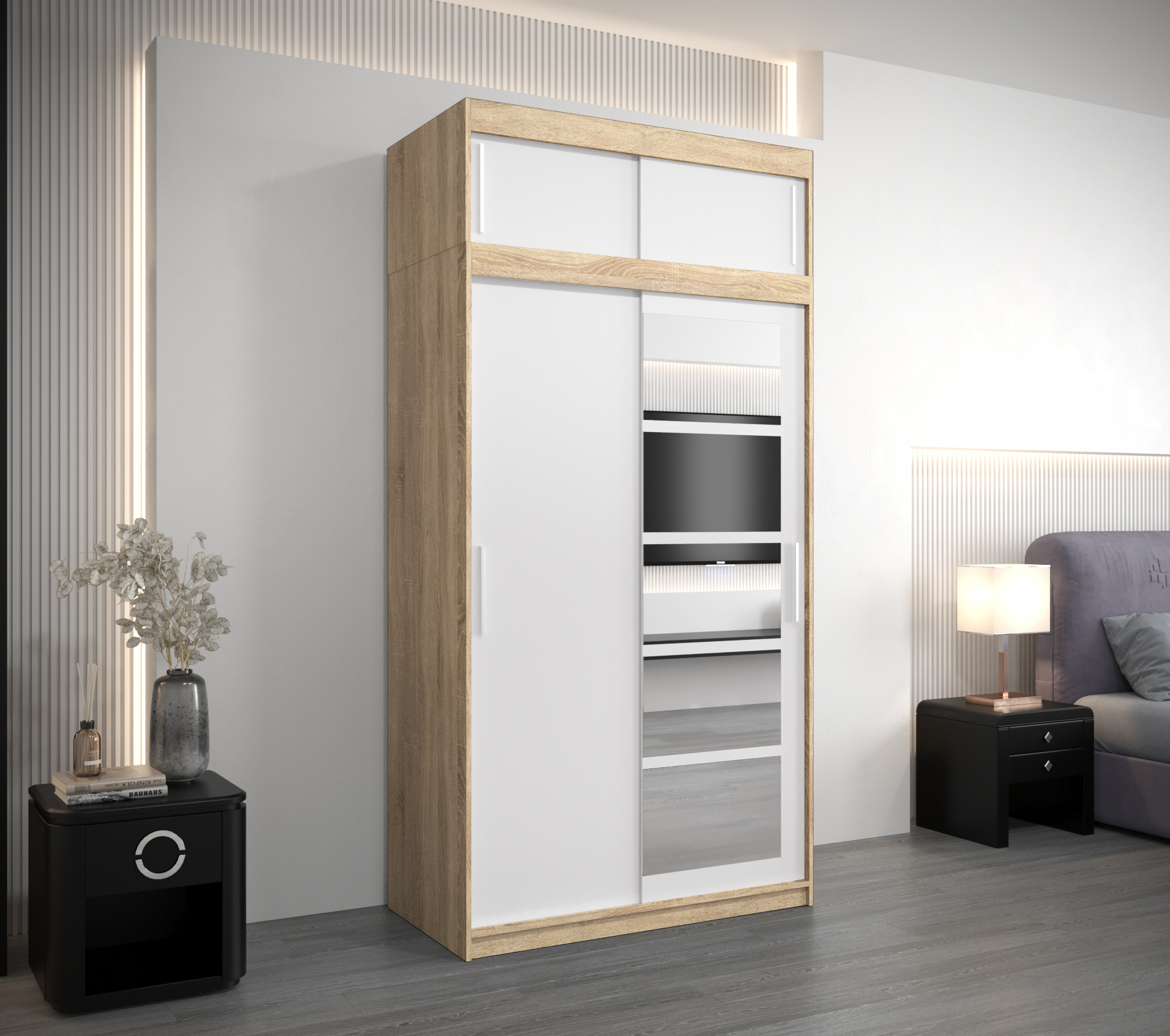 Šatní skříň Abi Ro1 s nástavcem Barva: Dub - sonoma