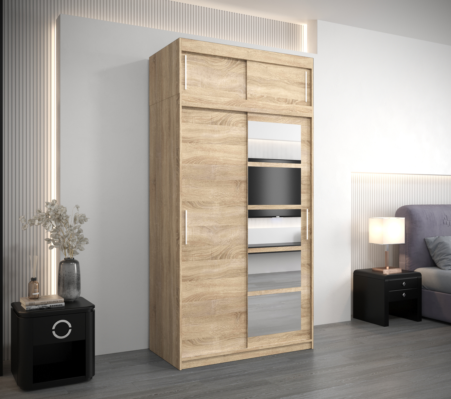 Šatní skříň Abi Ro1 s nástavcem Barva: Dub - sonoma