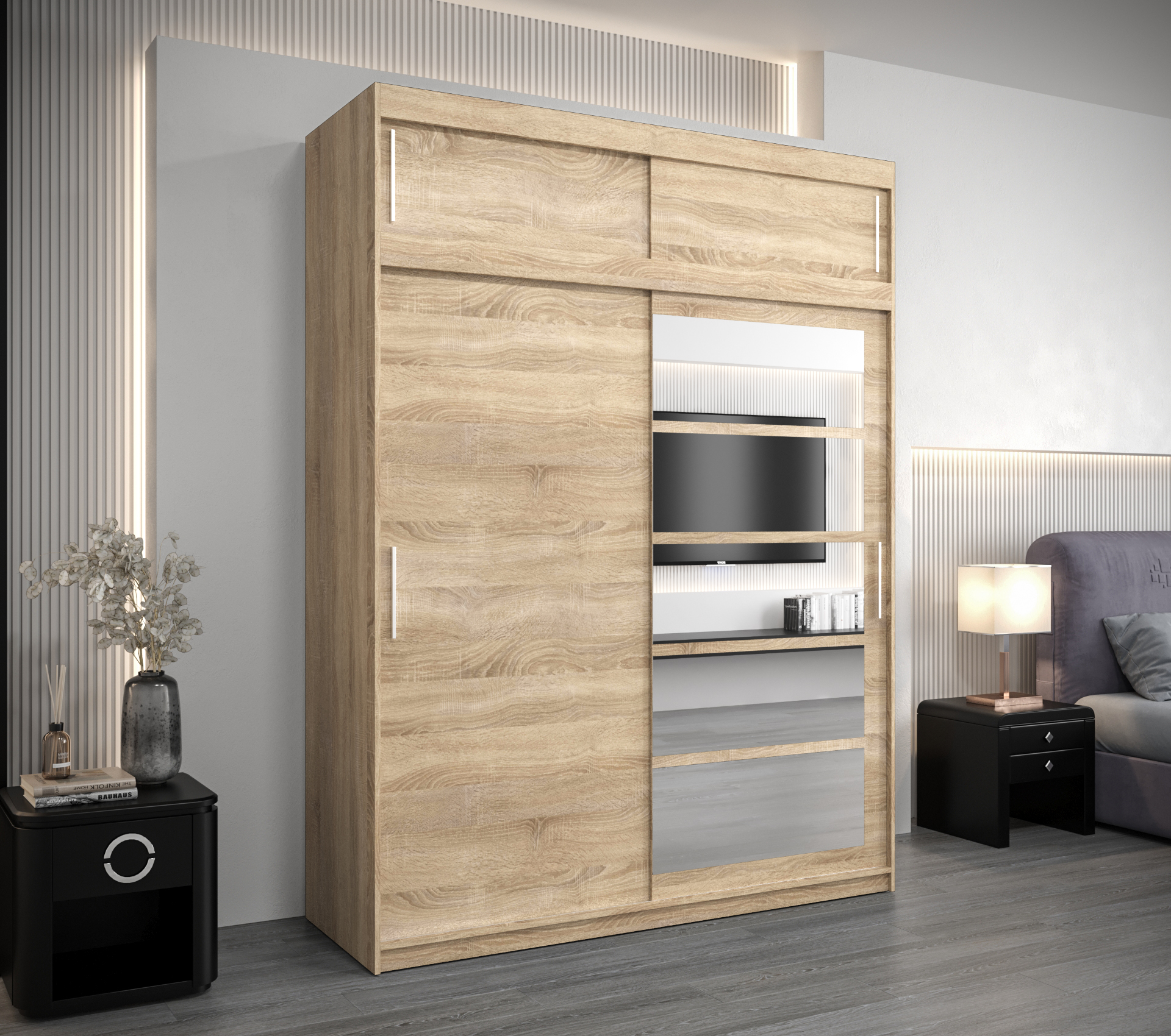 Šatní skříň Abi Ro1 s nástavcem Barva: Dub - sonoma