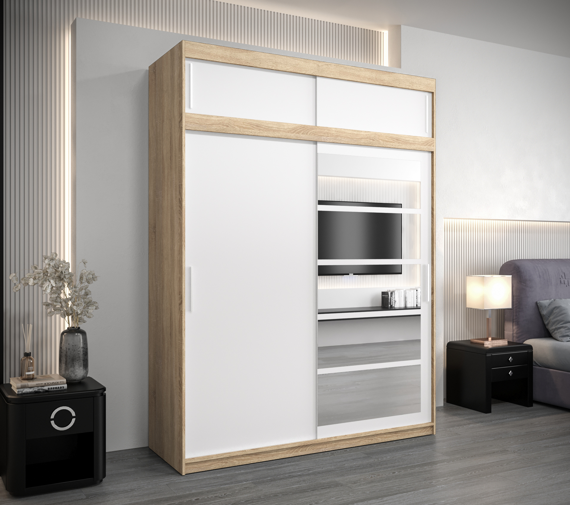 Šatní skříň Abi Ro1 s nástavcem Barva: Dub - sonoma