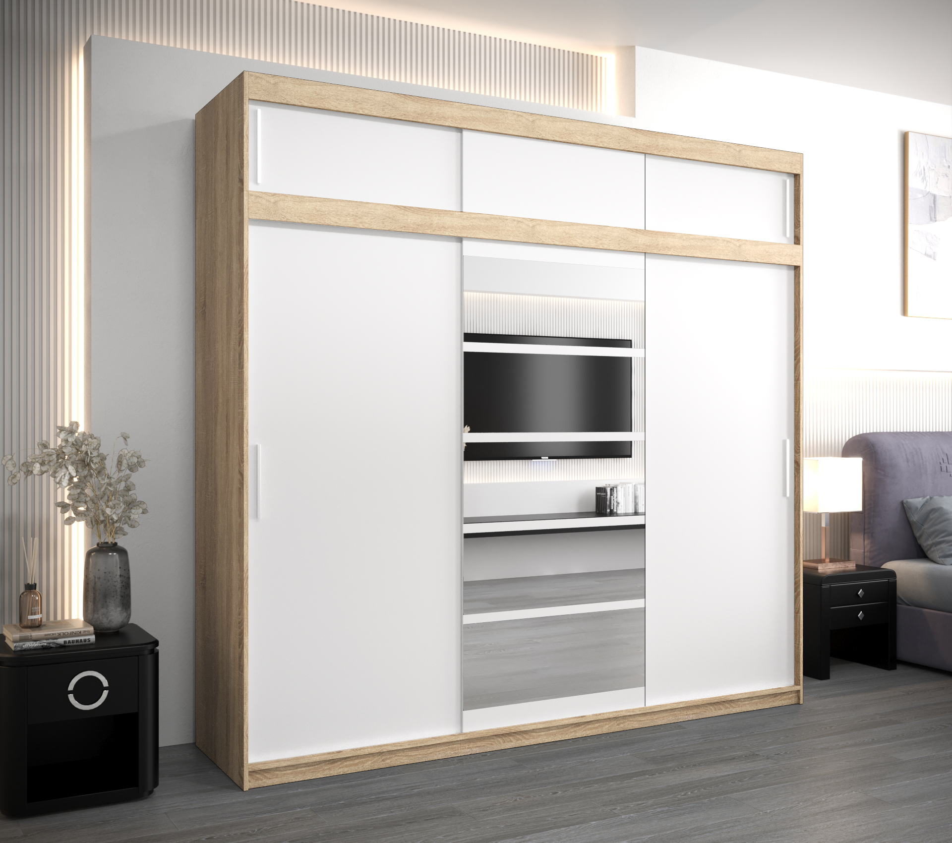 Šatní skříň Abi Ro1 s nástavcem Barva: Dub - sonoma