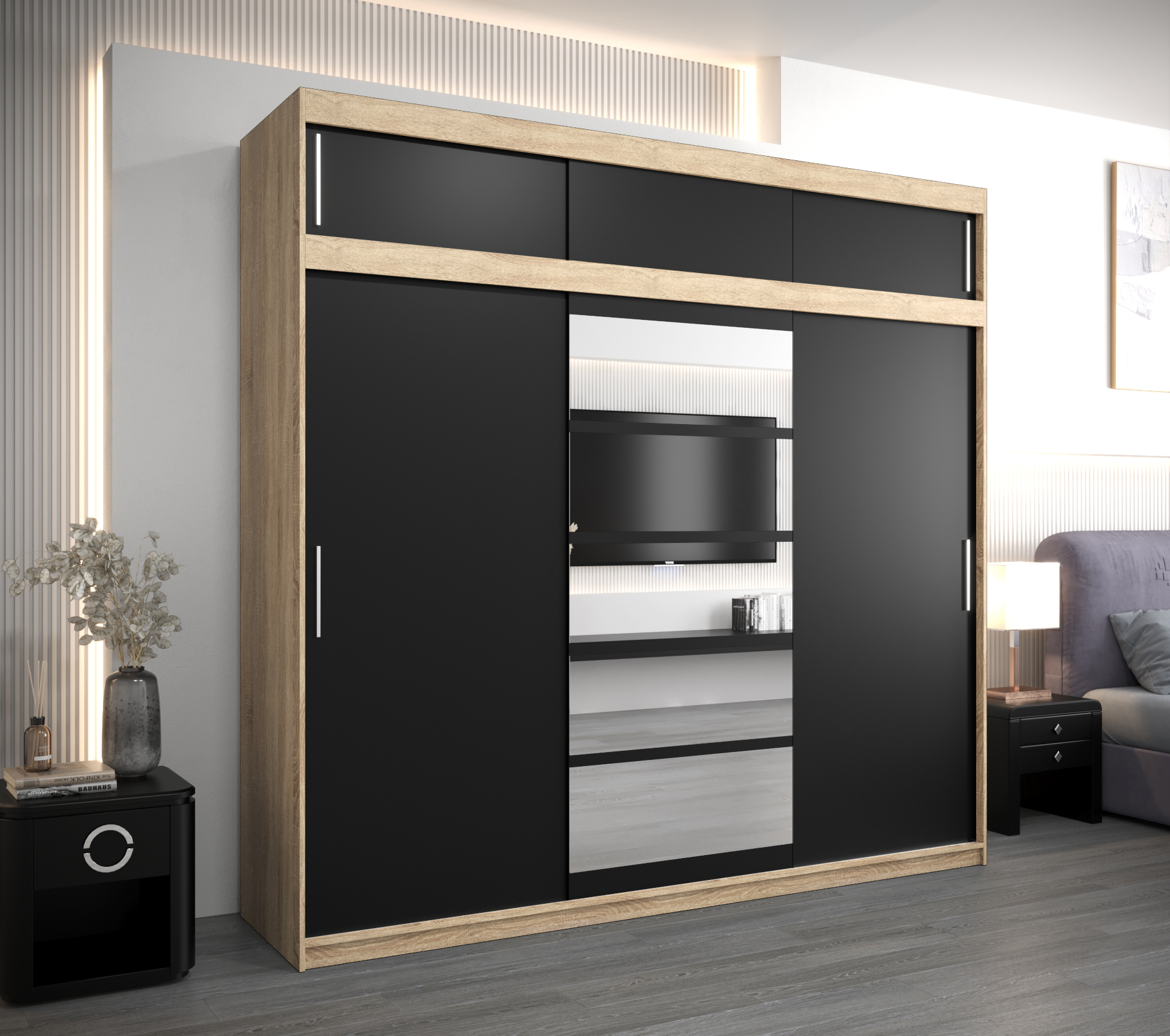 Šatní skříň Abi Ro1 s nástavcem Barva: Dub - sonoma