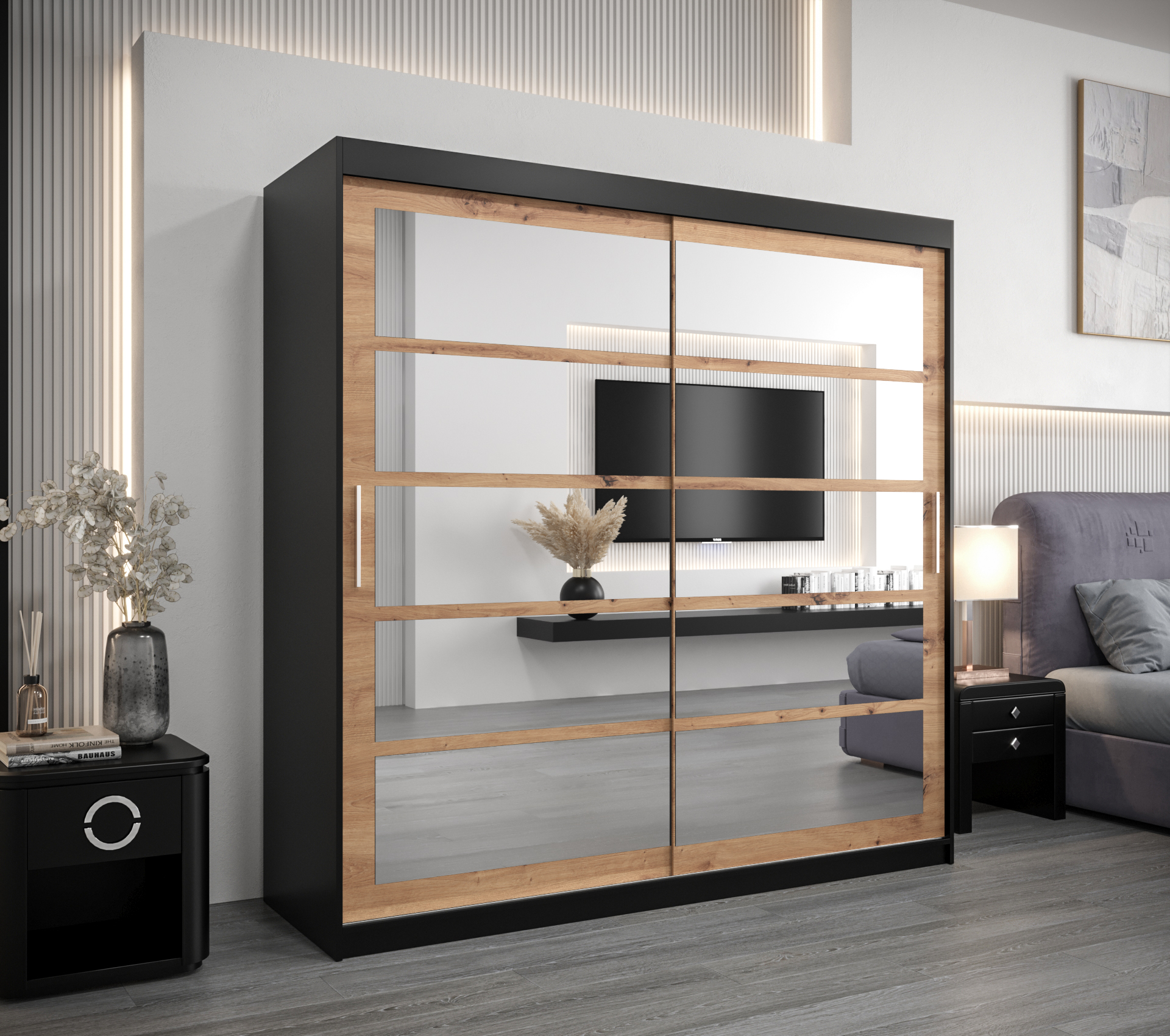 Šatní skříň Abi Ro2 Barva: Černá