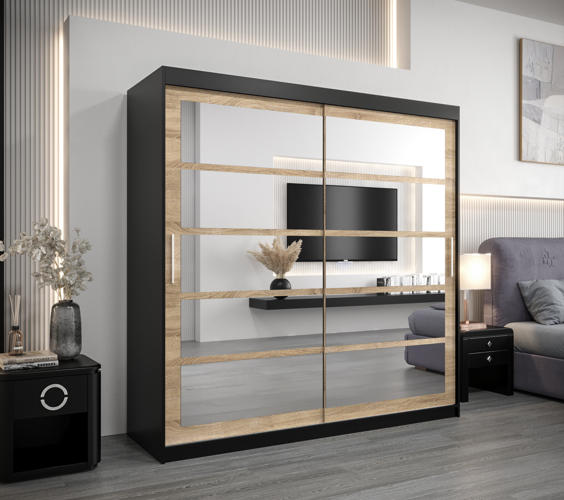 Šatní skříň Abi Ro2 Barva: Černá