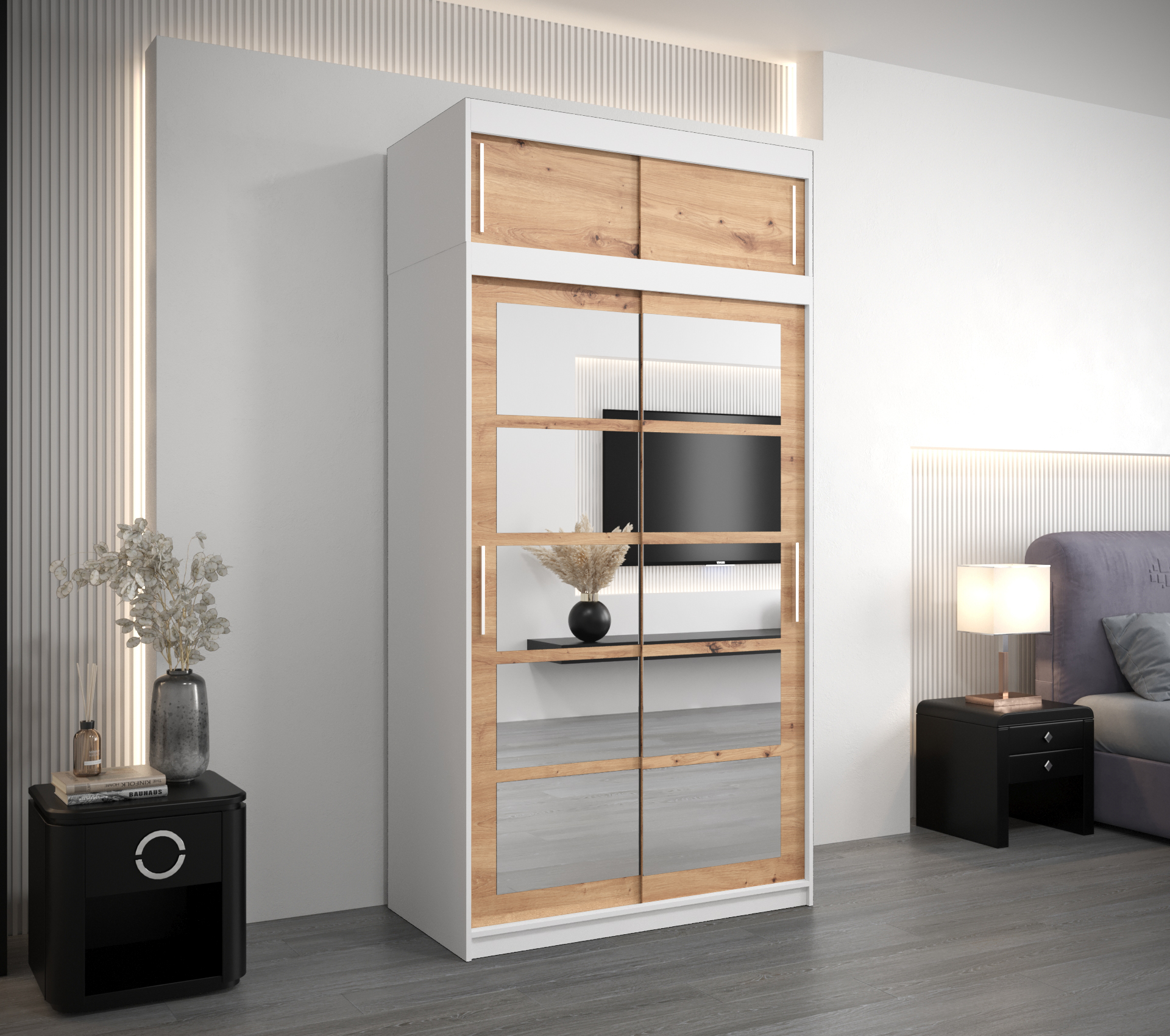 Šatní skříň Abi Ro2 s nástavcem Barva: Bílá