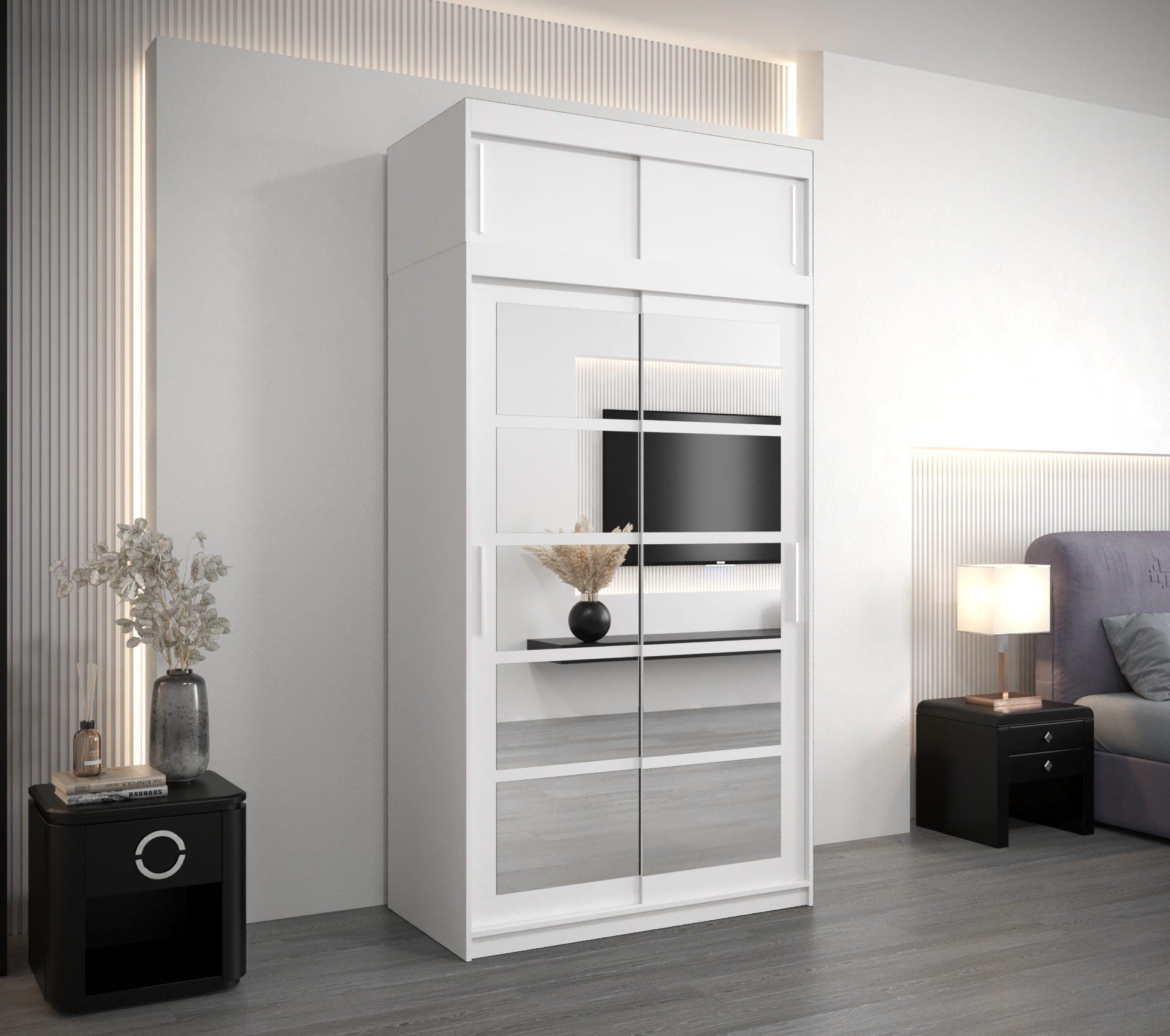 Šatní skříň Abi Ro2 s nástavcem Barva: Bílá