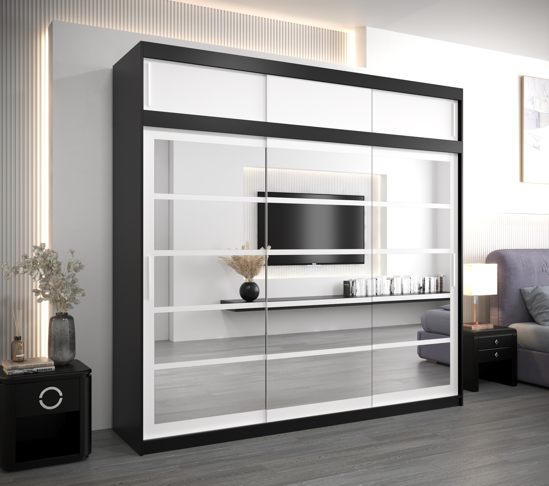 Šatní skříň Abi Ro2 s nástavcem Barva: Černá