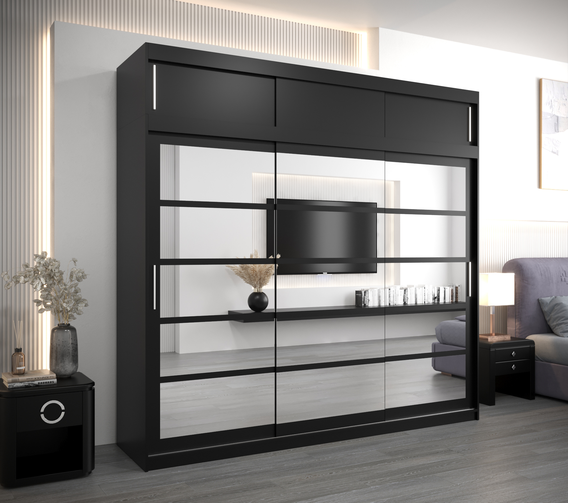 Šatní skříň Abi Ro2 s nástavcem Barva: Černá