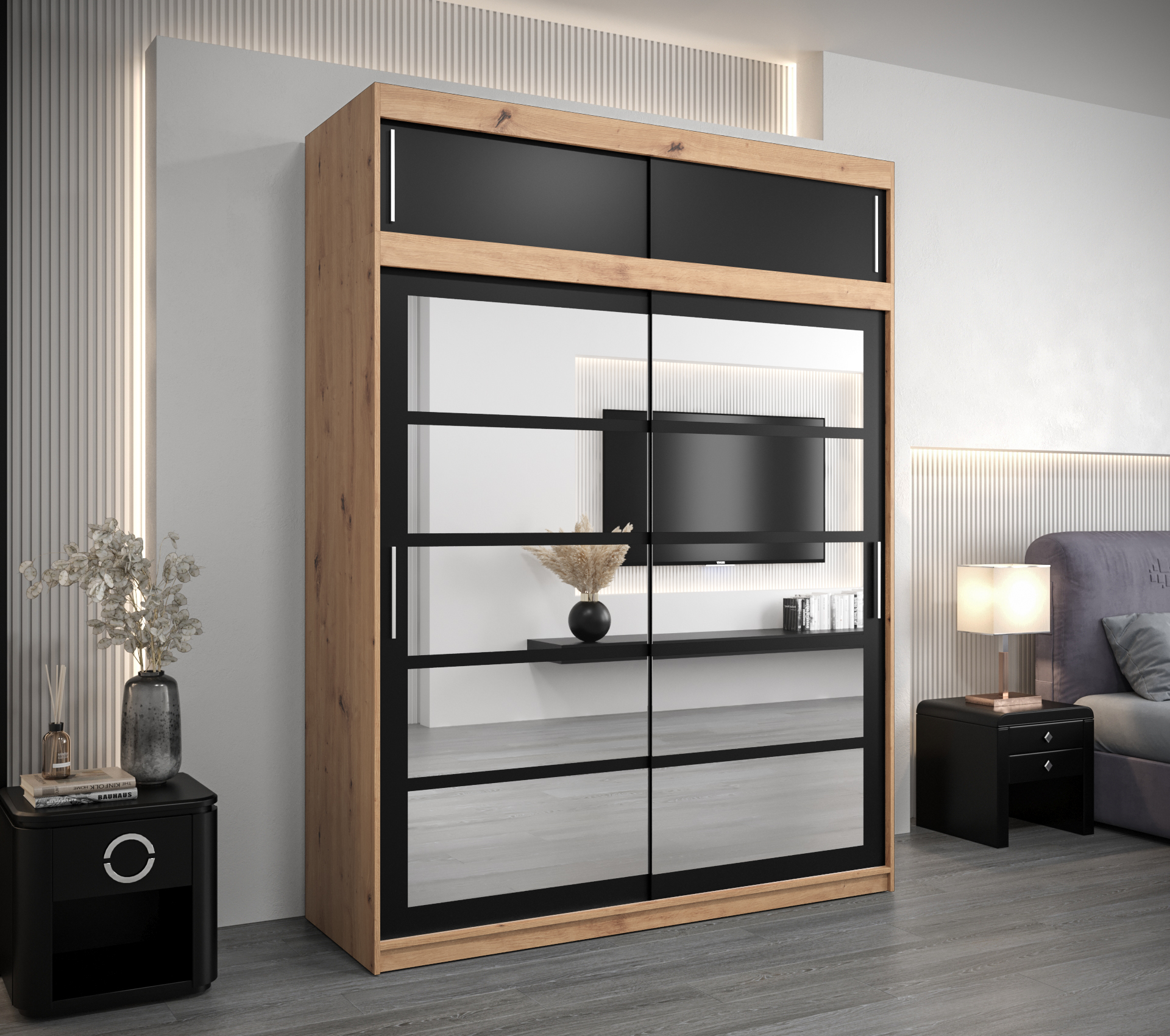 Šatní skříň Abi Ro2 s nástavcem Barva: Dub - Artisan