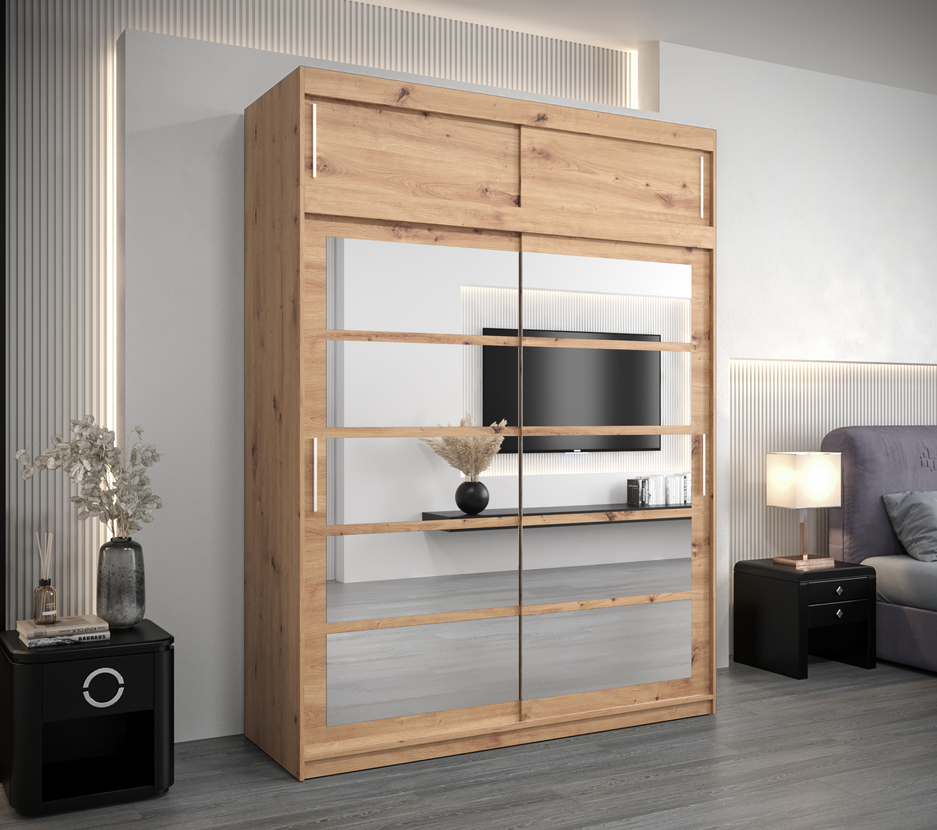 Šatní skříň Abi Ro2 s nástavcem Barva: Dub - Artisan