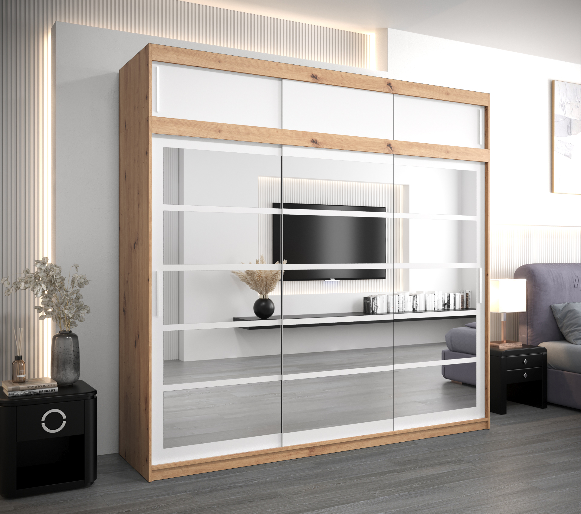 Šatní skříň Abi Ro2 s nástavcem Barva: Dub - Artisan