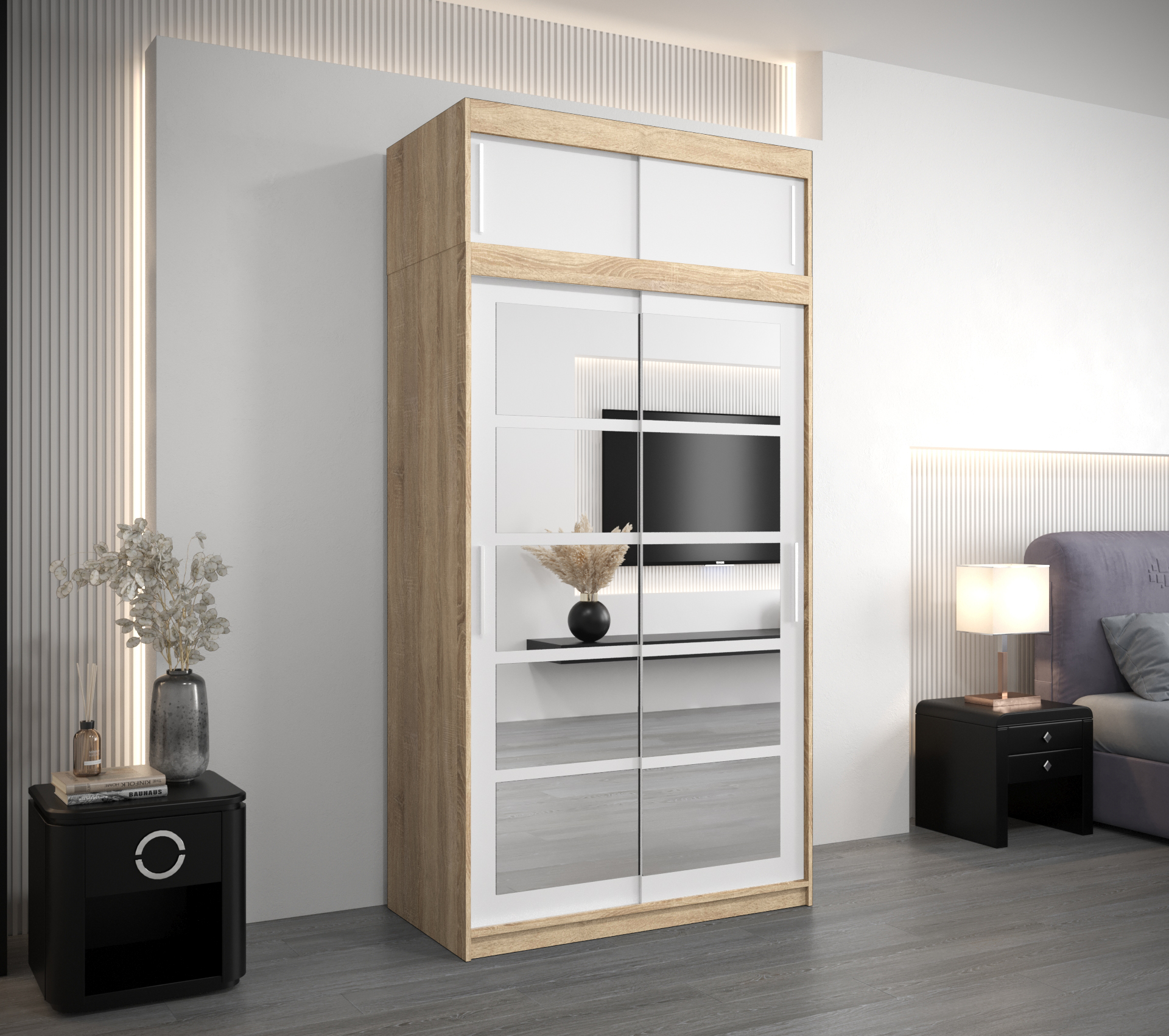 Šatní skříň Abi Ro2 s nástavcem Barva: Dub - sonoma