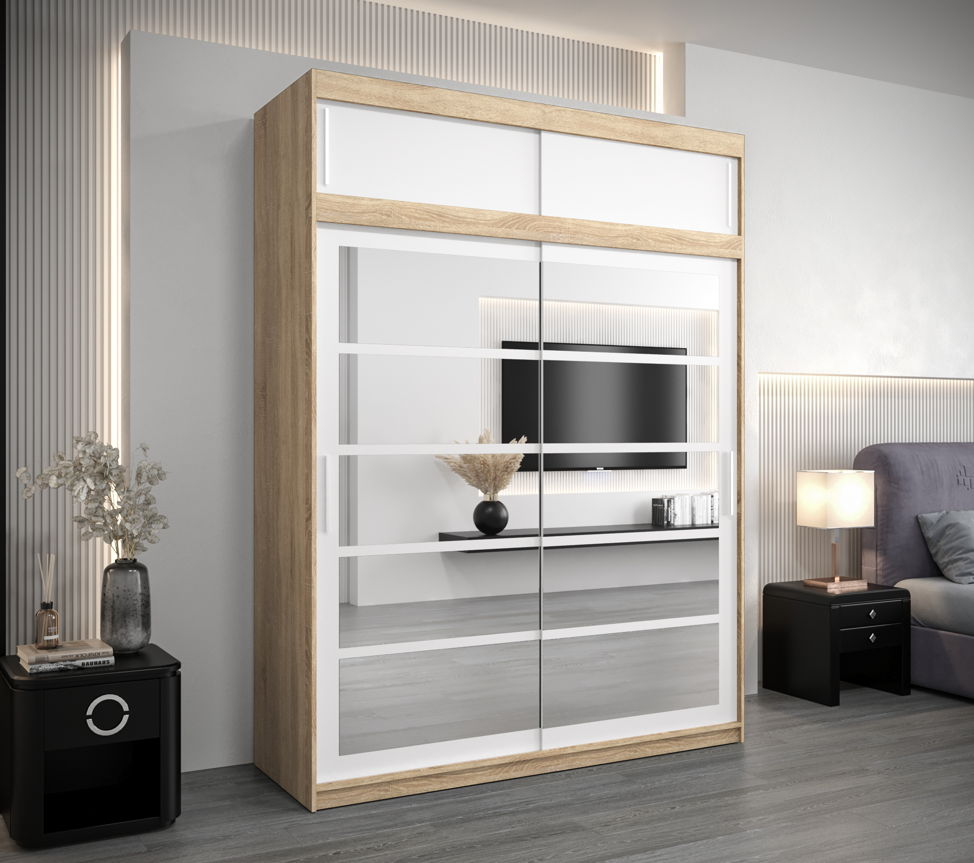 Šatní skříň Abi Ro2 s nástavcem Barva: Dub - sonoma