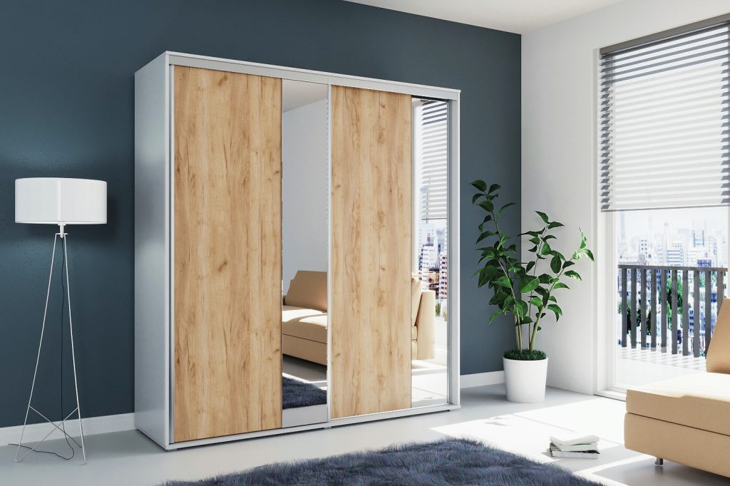 Šatní skříň Ska A4 čokoláda / bílá 200 cm