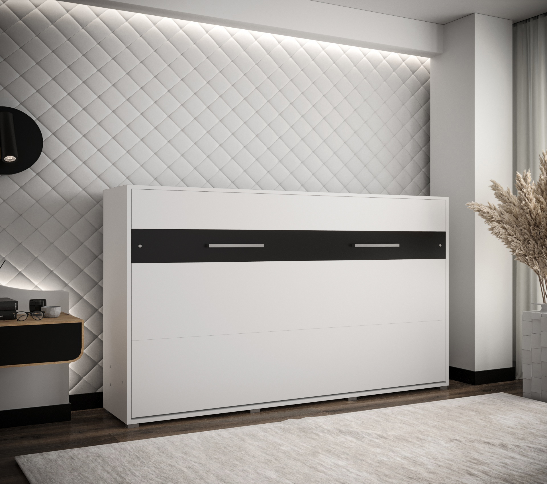 Vyklápěcí postel HH120 Barva: Bílá mat + Černý mat