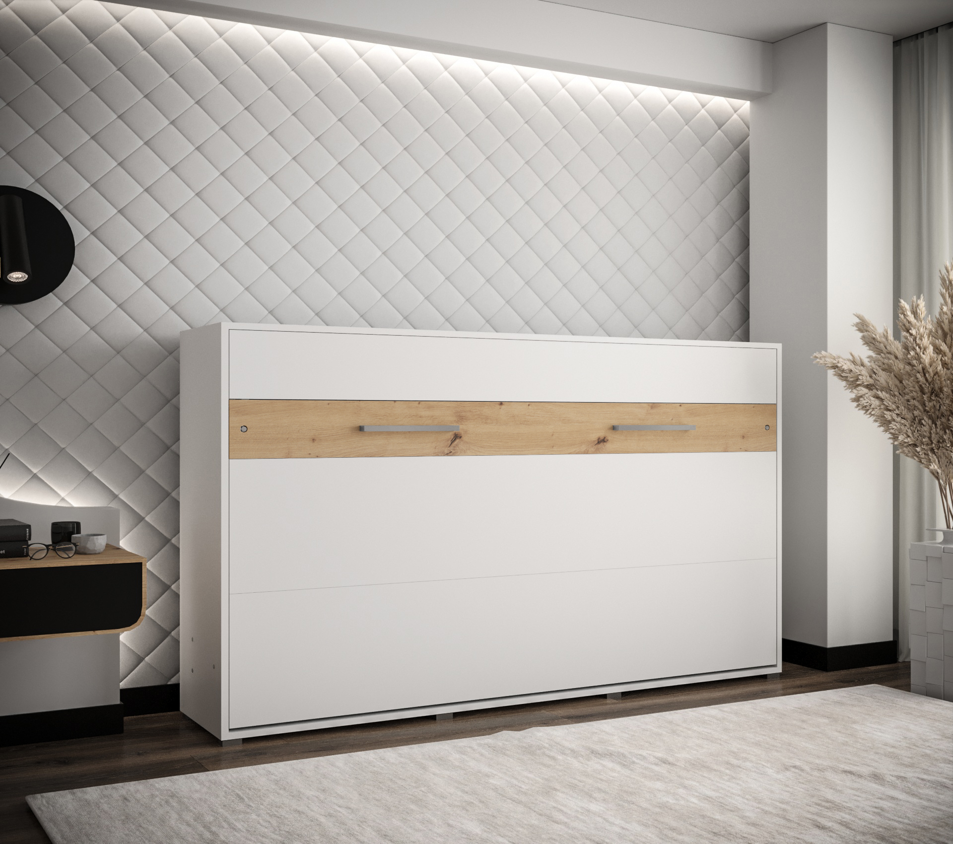 Vyklápěcí postel HH120 Barva: Bílá mat + Dub Artisan