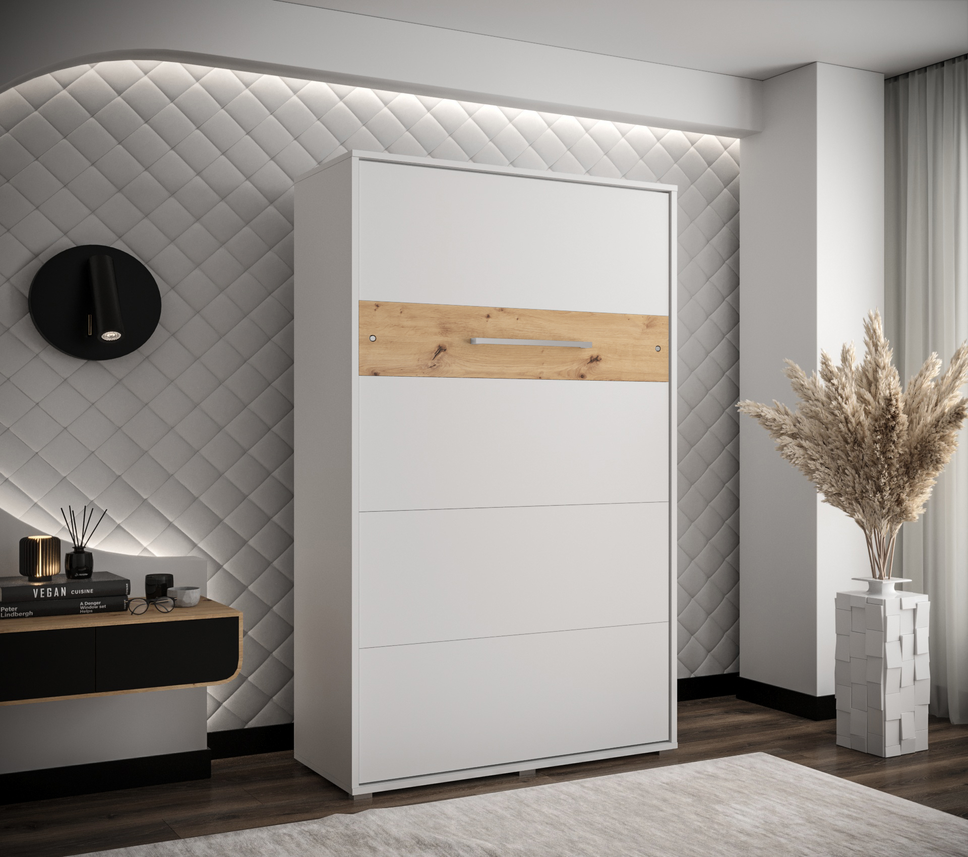 Vyklápěcí postel VH120 Barva: Bílá mat + Dub Artisan