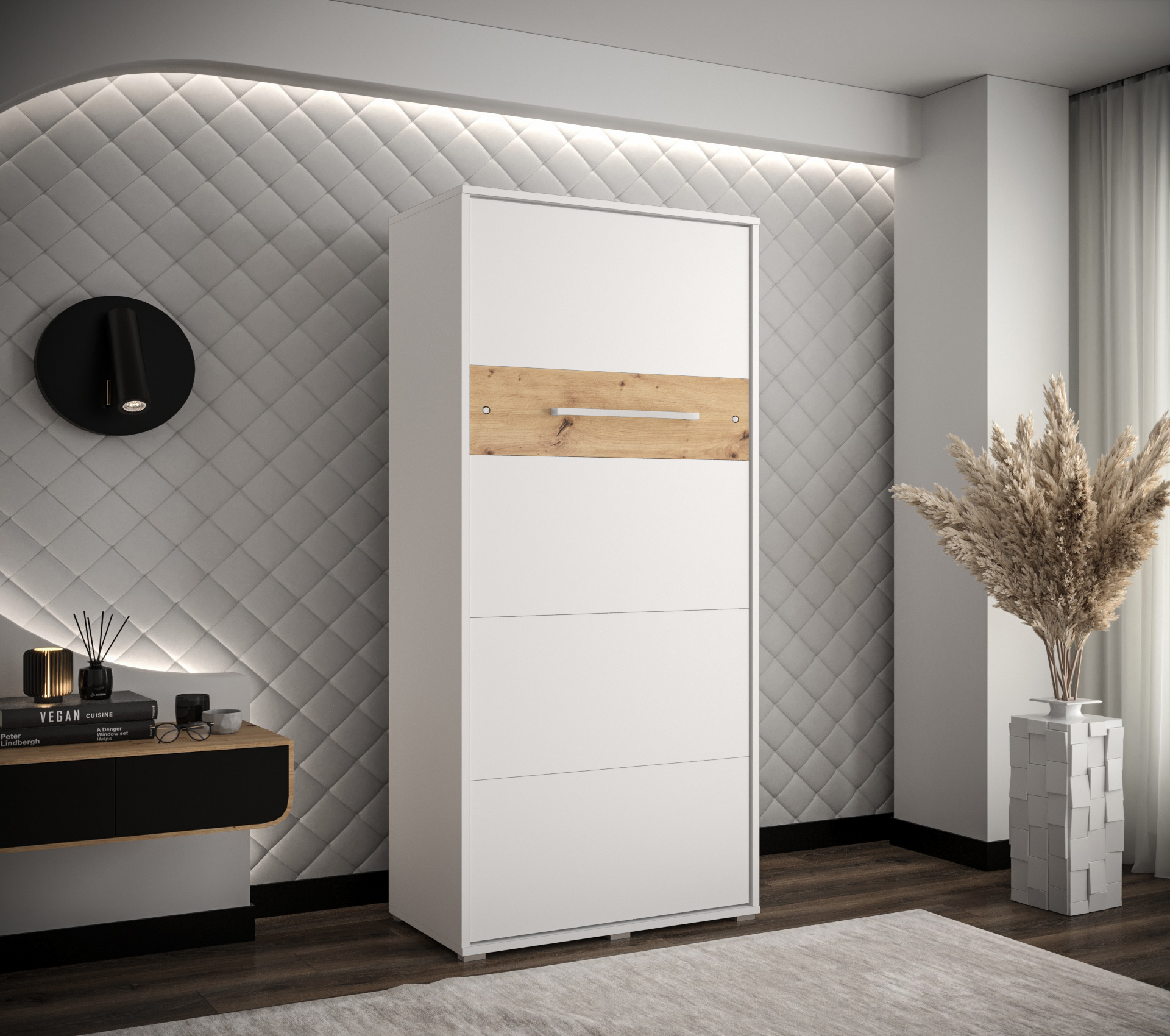 Vyklápěcí postel VH90 Barva: Bílá mat + Dub Artisan