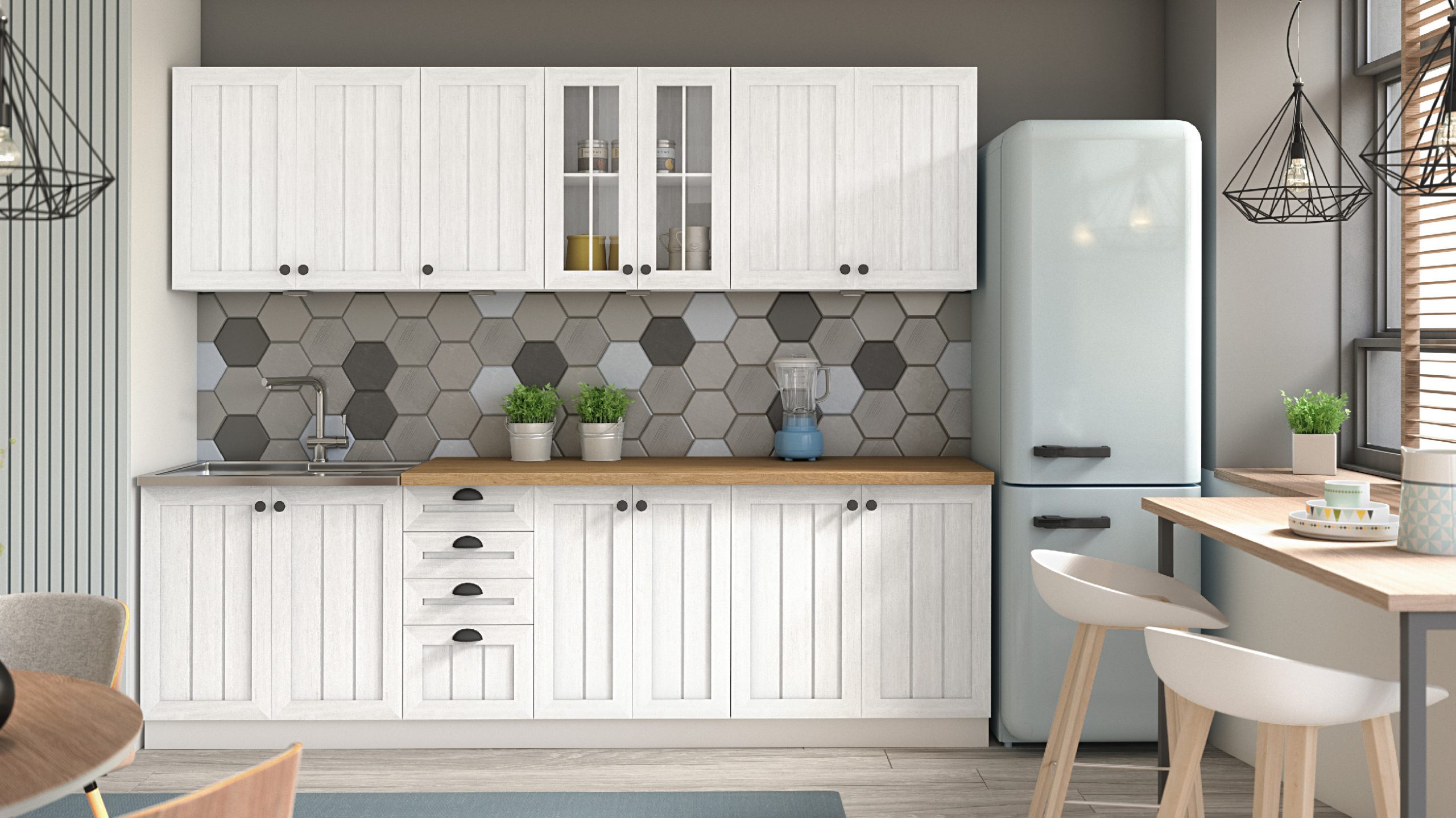 Kuchyňská linka 280 cm Provance Možnosti: Levá varianta